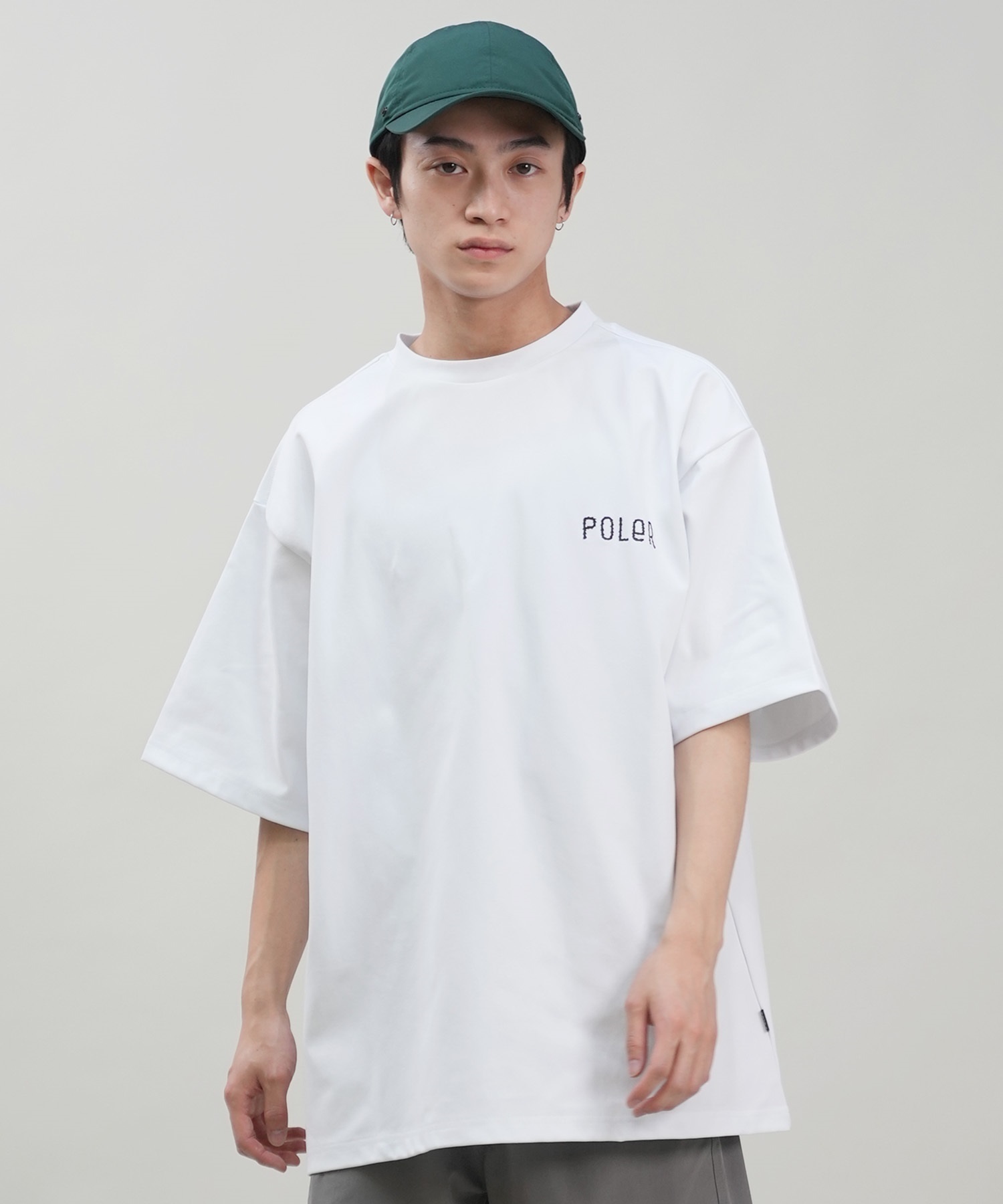 POLER ポーラー メンズ ラッシュガード Tシャツ 半袖 ロゴ バックプリント 水陸両用 ユーティリティ UVカット 249MCV0022 ムラサキスポーツ限定(OLV-M)