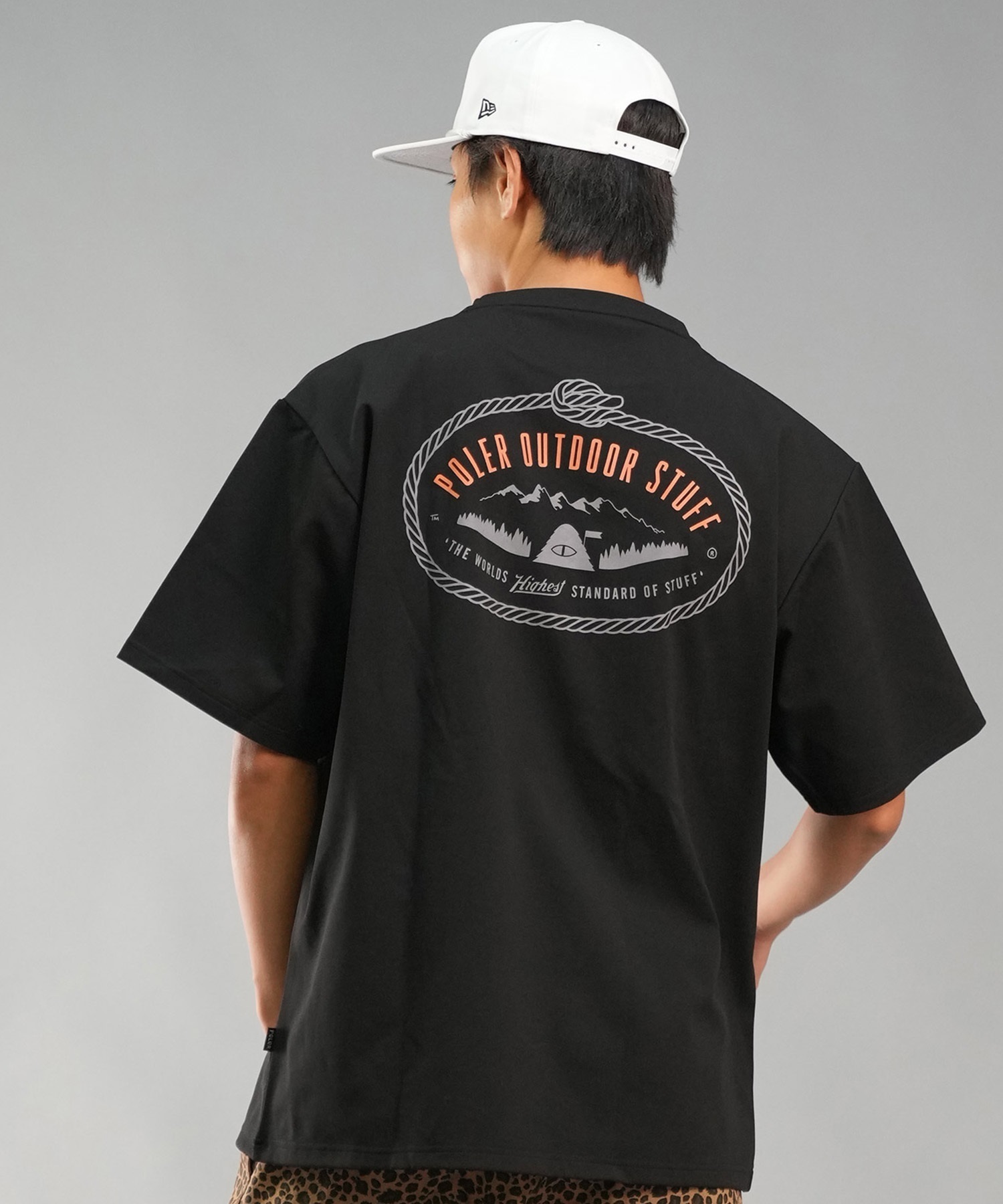 POLER ポーラー メンズ ラッシュガード Tシャツ 半袖 ロゴ バックプリント 水陸両用 ユーティリティ UVカット 249MCV0022 ムラサキスポーツ限定(OLV-M)