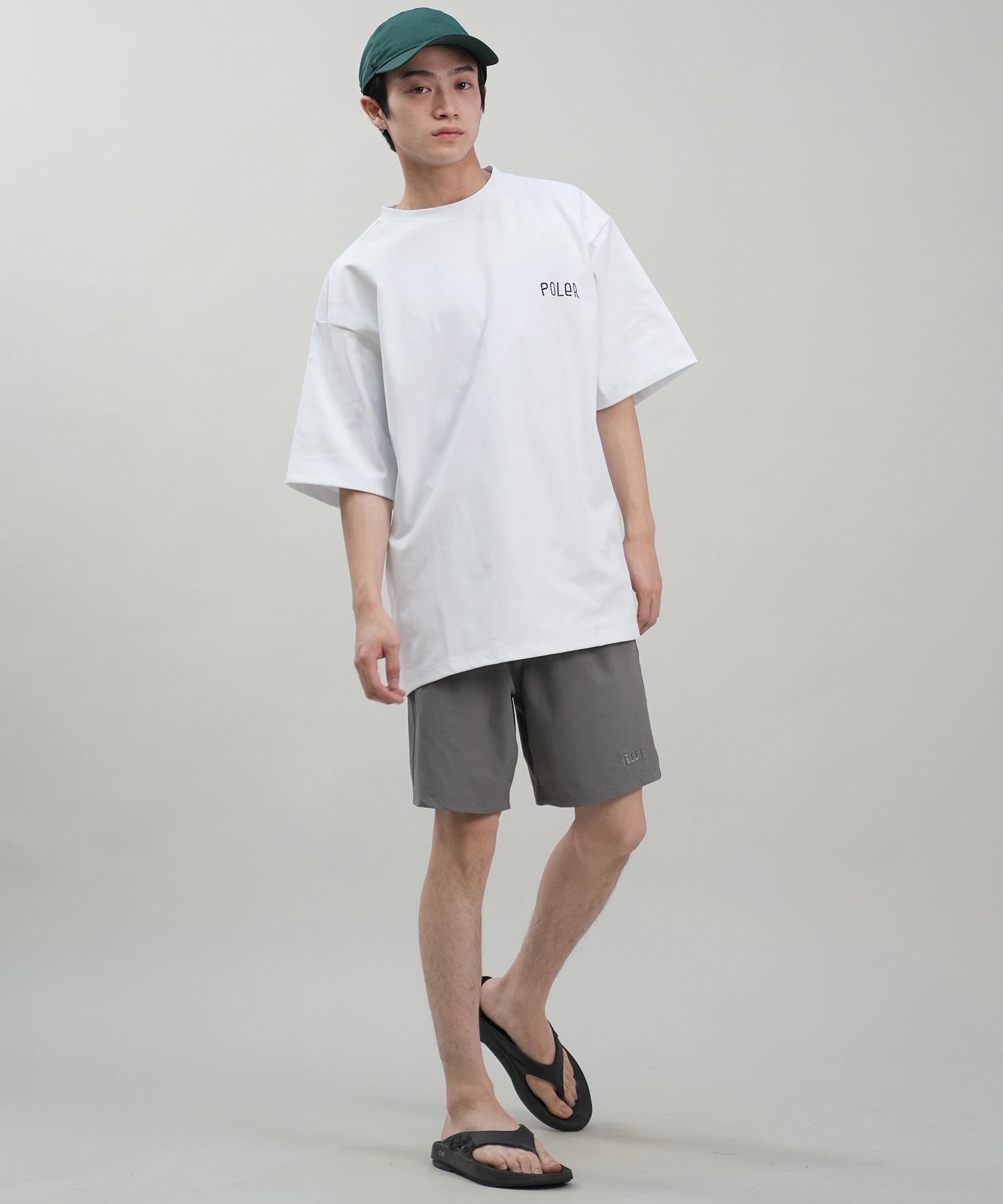 POLER ポーラー メンズ ラッシュガード Tシャツ 半袖 ロゴ バックプリント 水陸両用 ユーティリティ UVカット 249MCV0022 ムラサキスポーツ限定(OLV-M)