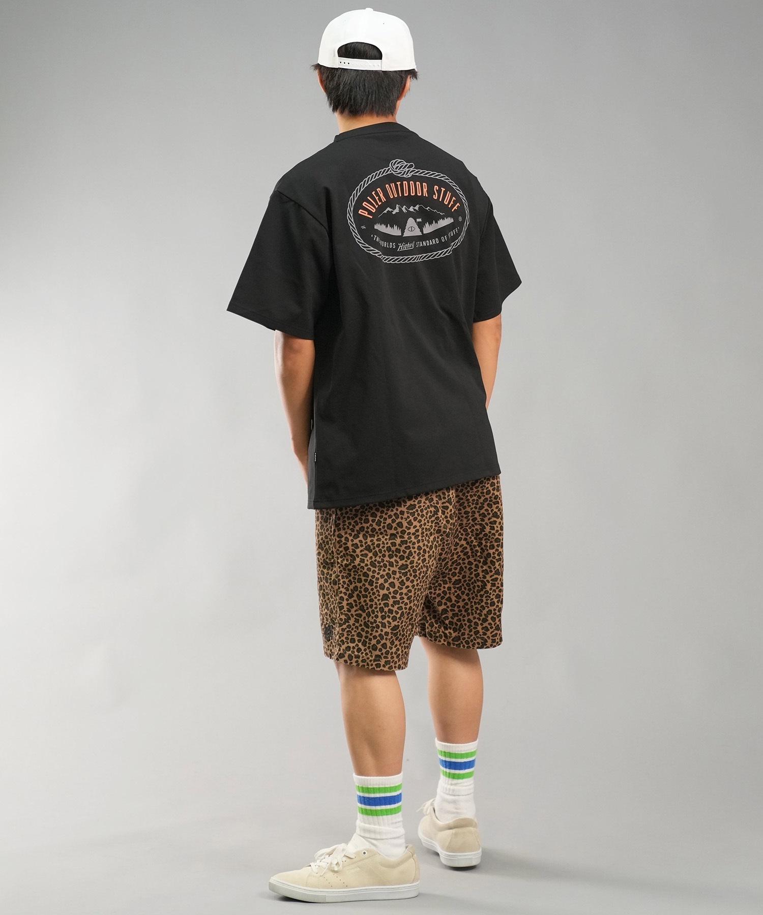 POLER ポーラー メンズ ラッシュガード Tシャツ 半袖 ロゴ バックプリント 水陸両用 ユーティリティ UVカット 249MCV0022 ムラサキスポーツ限定(OLV-M)