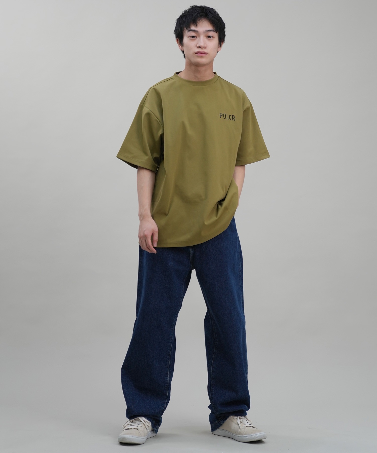 POLER ポーラー メンズ ラッシュガード Tシャツ 半袖 ロゴ バックプリント 水陸両用 ユーティリティ UVカット 249MCV0022 ムラサキスポーツ限定(OLV-M)