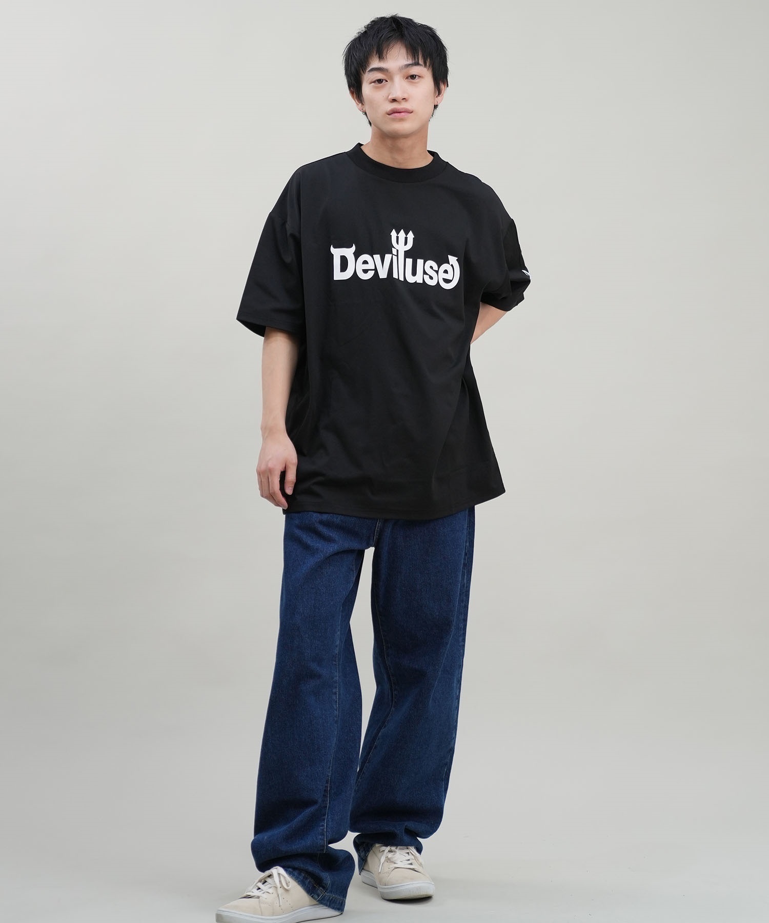 DEVILUSE デビルユース メンズ ラッシュガード 半袖 Tシャツ オーバーサイズ 水陸両用 ムラサキスポーツ限定 243OO1ST301DU(WHT-M)