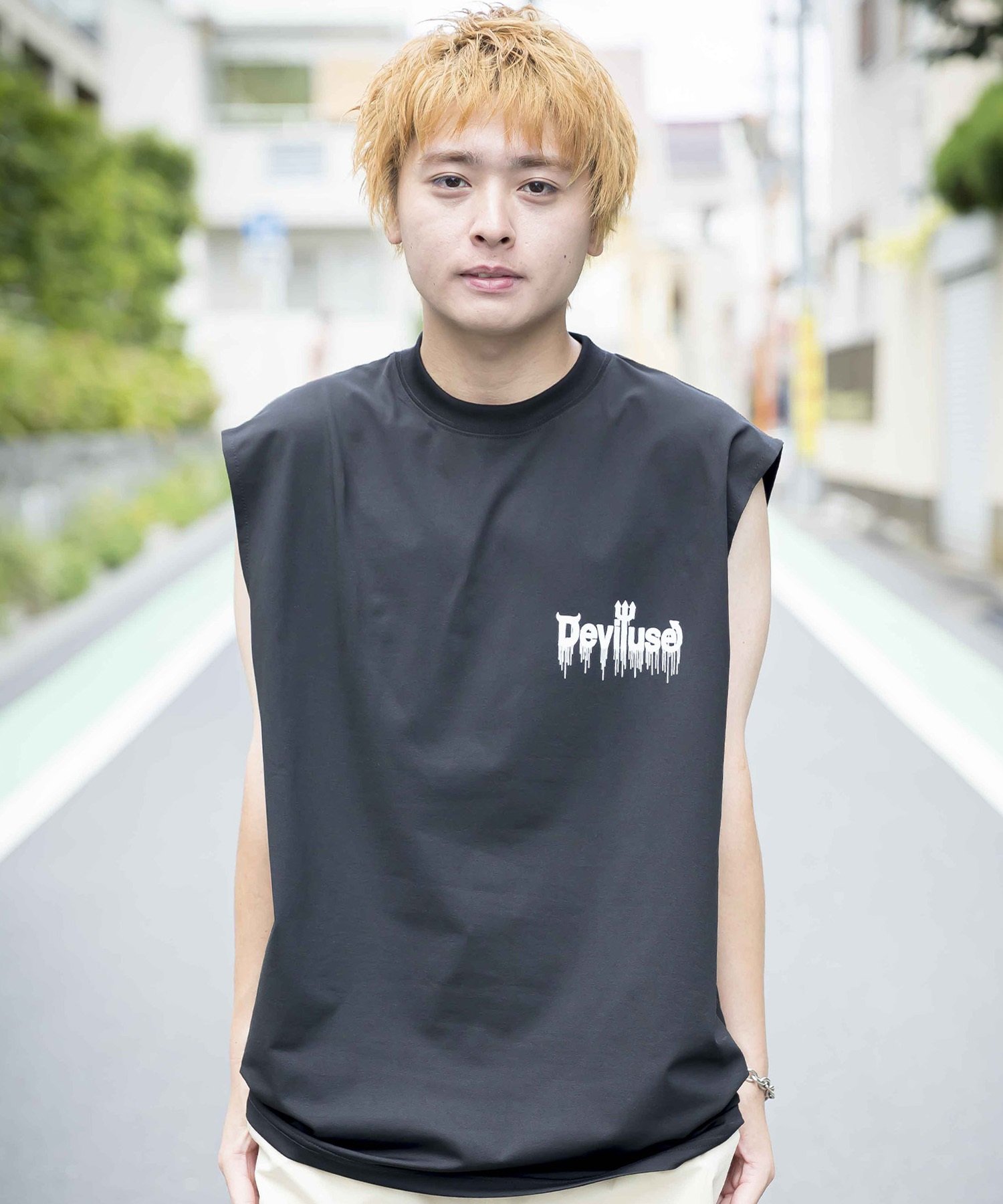 DEVILUSE デビルユース メンズ ラッシュガード ノースリーブ タンクトップ 水陸両用 ムラサキスポーツ限定 243OO1ST305DU(WHT-M)