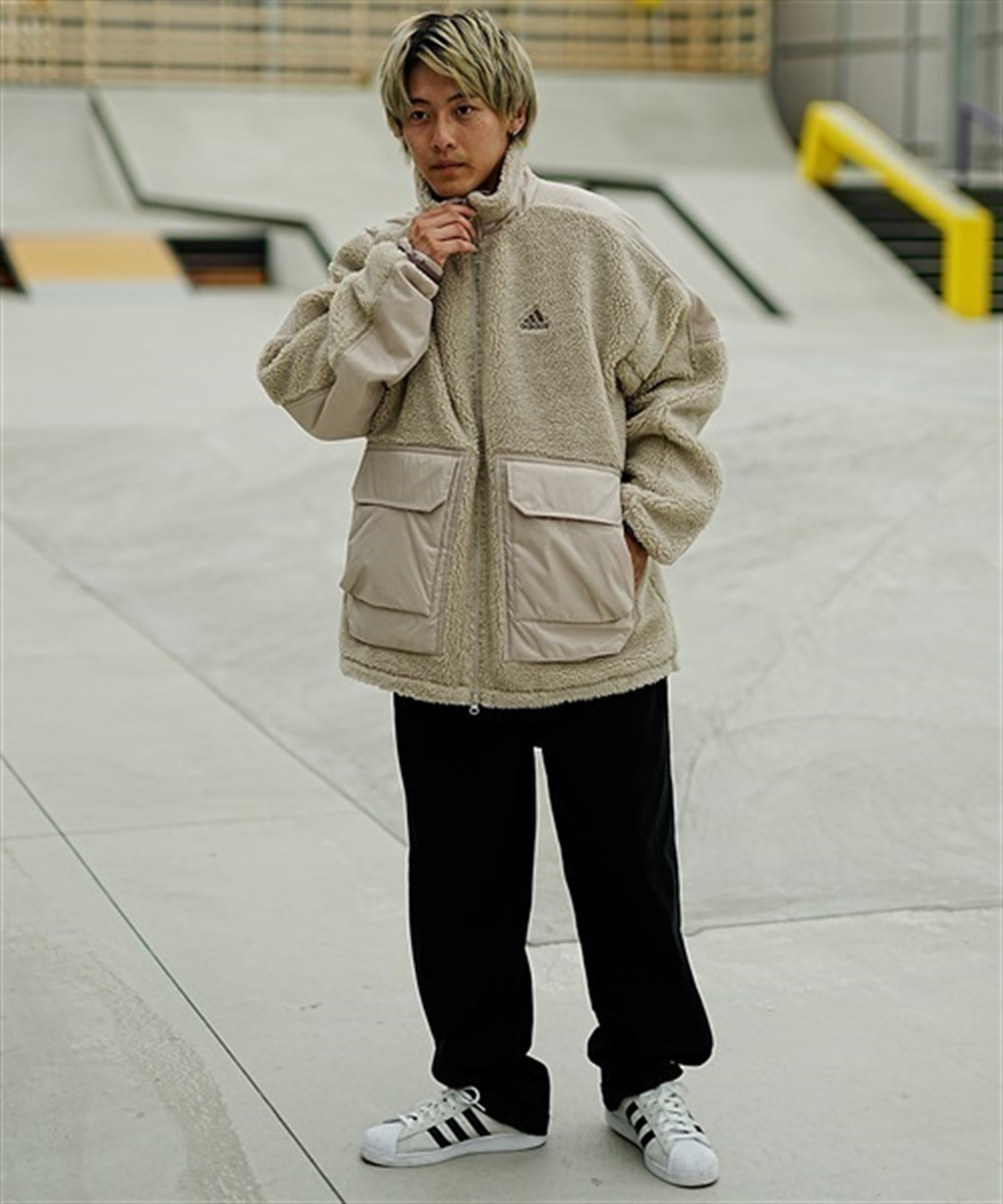 adidas/アディダス M WORD ボアジャケット ビックシルエット