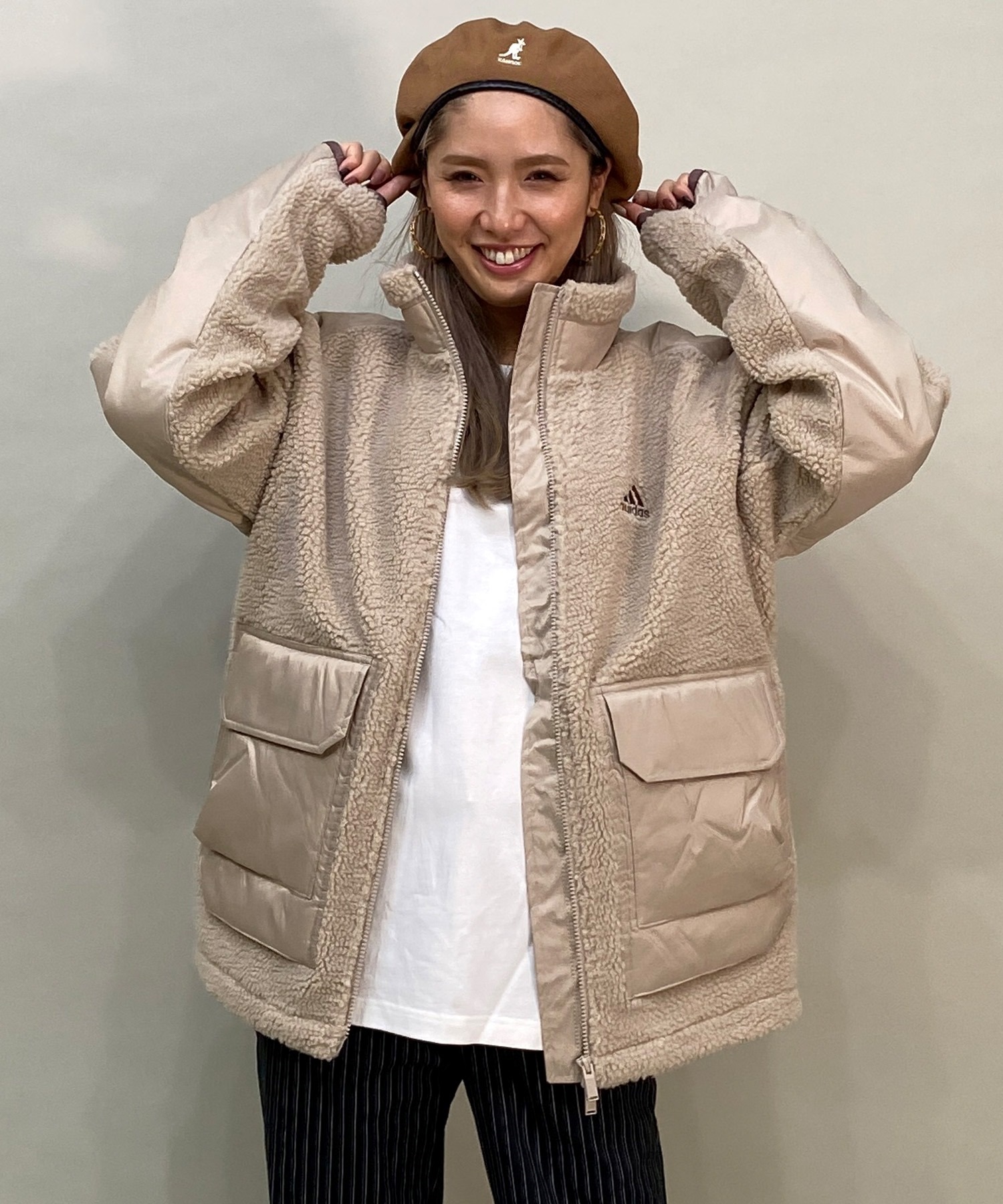 adidas/アディダス M WORD ボアジャケット ビックシルエット オーバー 