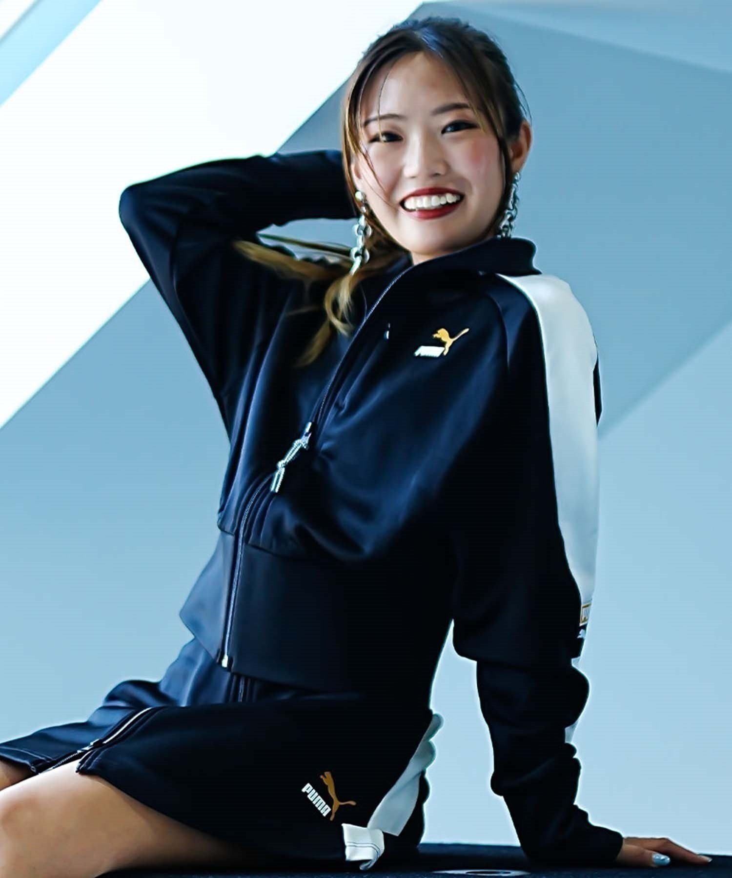 【PUMA】プーマ M ジャージ セットアップ ベロア ショート丈 グリーンレディース