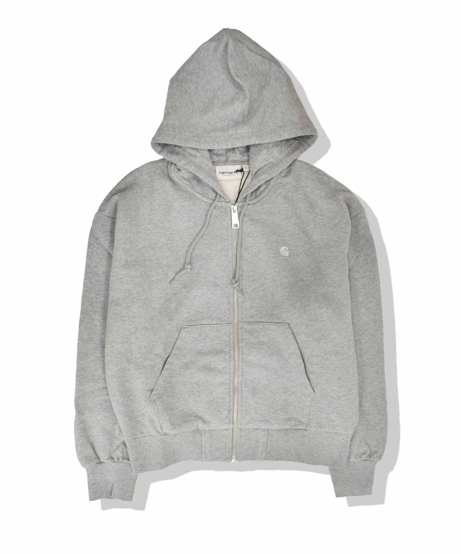 Carhartt/カーハート レディース ジップアップパーカー ロゴ 刺しゅう ワンポイント I032642(GREY-XS)