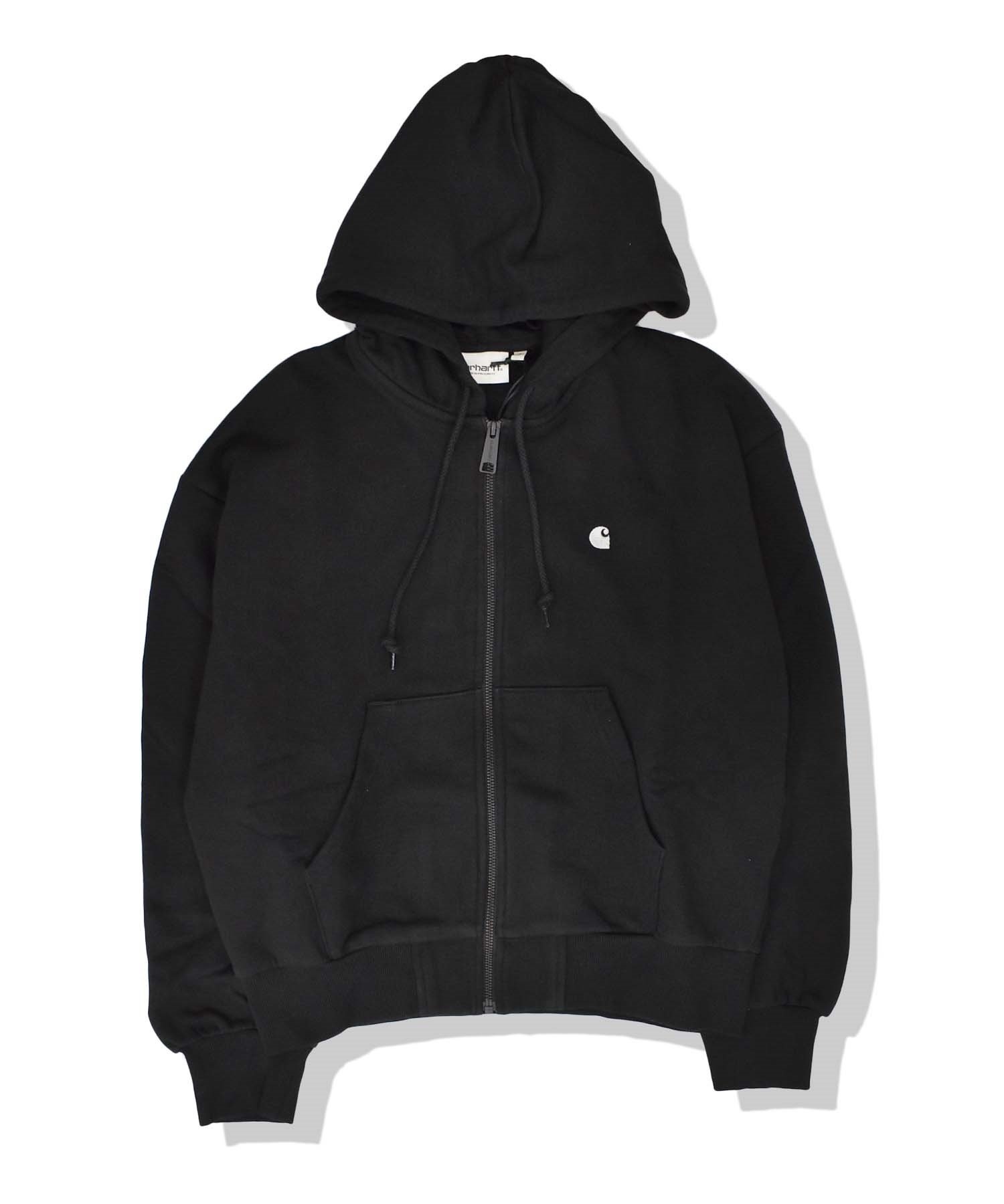 Carhartt/カーハート レディース ジップアップパーカー ロゴ 刺しゅう ワンポイント I032642(BLACK-XS)