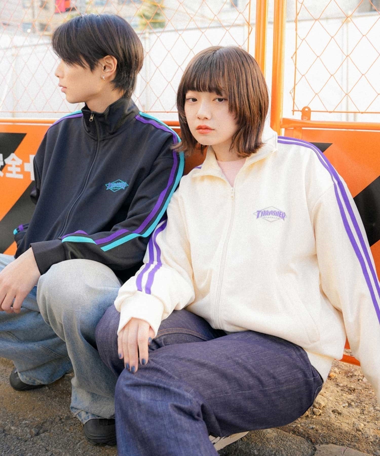 THRASHER スラッシャー THML-24SPJKT02 レディース ジャケット トラックトップ ジャージ ビッグシルエット ムラサキスポーツ限定(IVO-M)