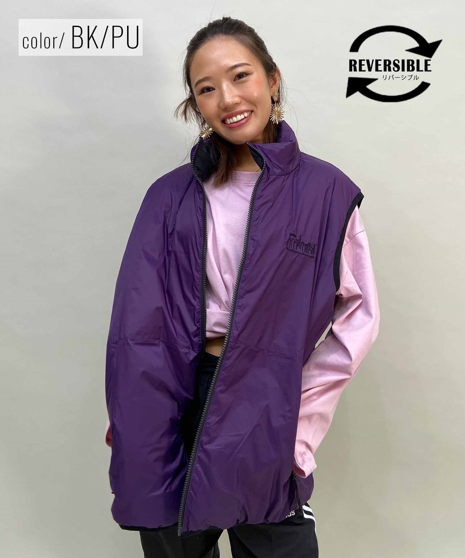 Pantation プランテーション　リバーシブル　濃紺麻混ベスト　サイズM Manhattan Portage/マンハッタンポーテージ レディース ベスト