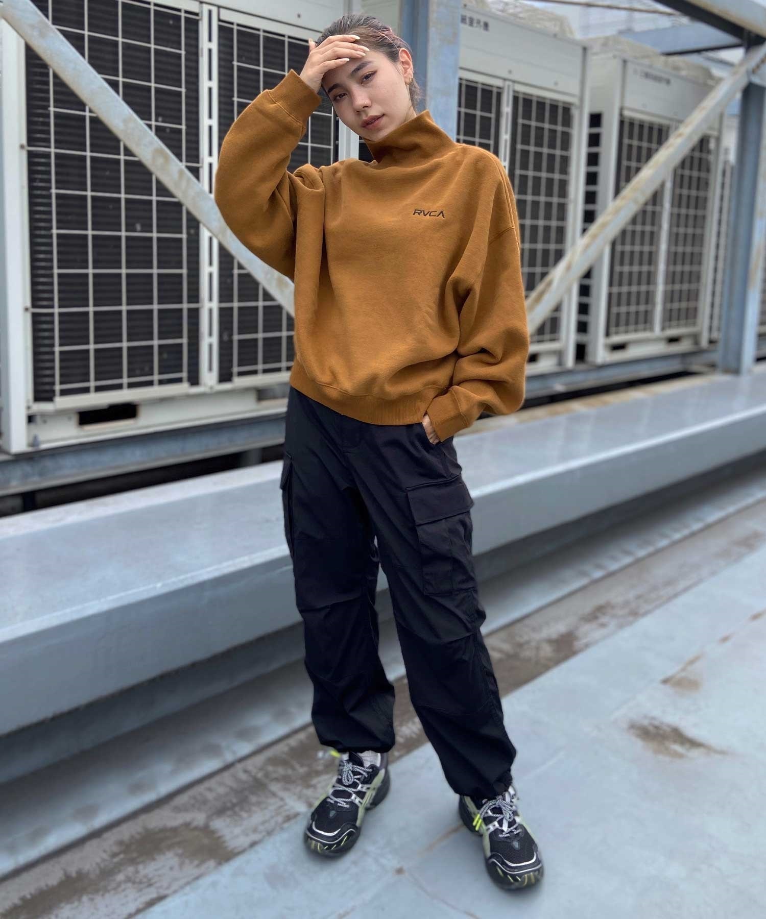 RVCA/ルーカ レディース トレーナー スウェット ハイネック ルーズシルエット ワンポイント BD044-152 RVCA/ルーカ レディース トレーナー スウェット ハイネック