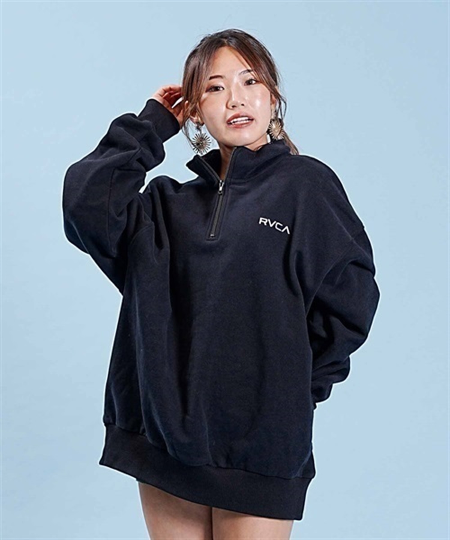 RVCA/ルーカ BANDANA BOX LOGO HALF ZIP スウェット トレーナー バックプリント BD044-156(PMK0-M)