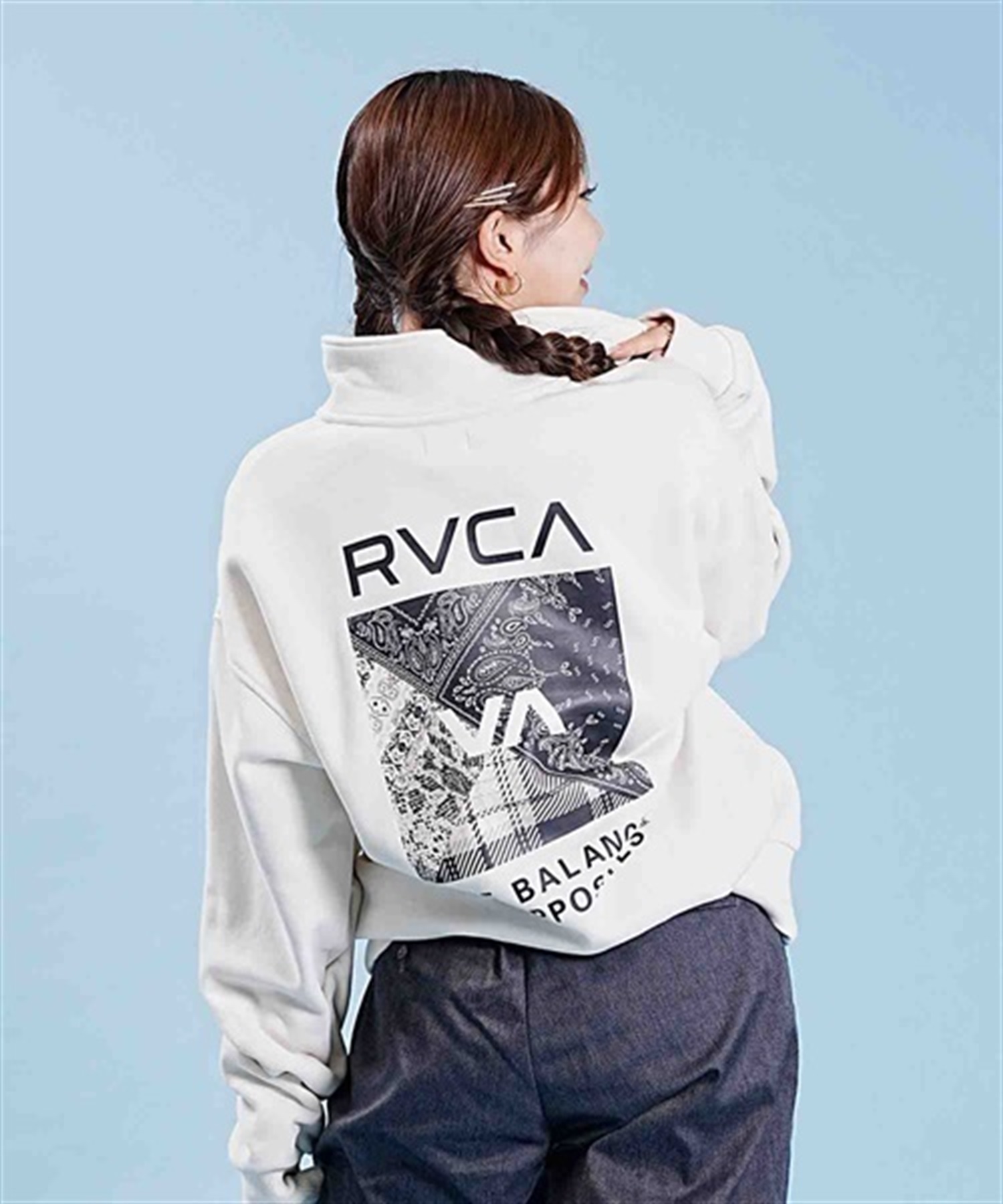 RVCA/ルーカ BANDANA BOX LOGO HALF ZIP スウェット トレーナー バックプリント BD044-156(CLO-M)