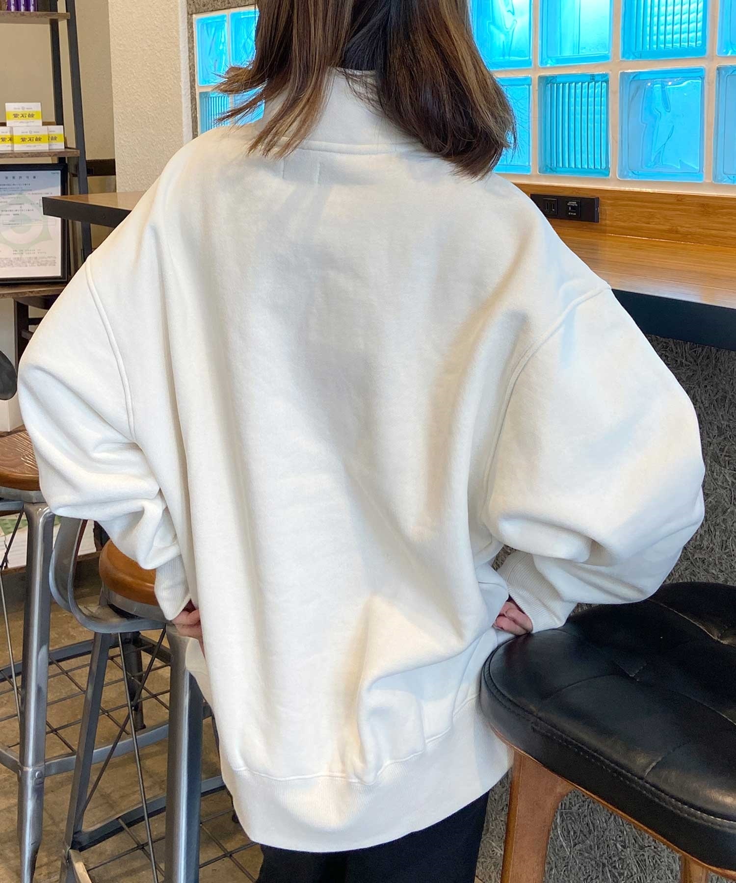 RVCA/ルーカ レディース ハーフジップ オーバーサイズ 裏起毛