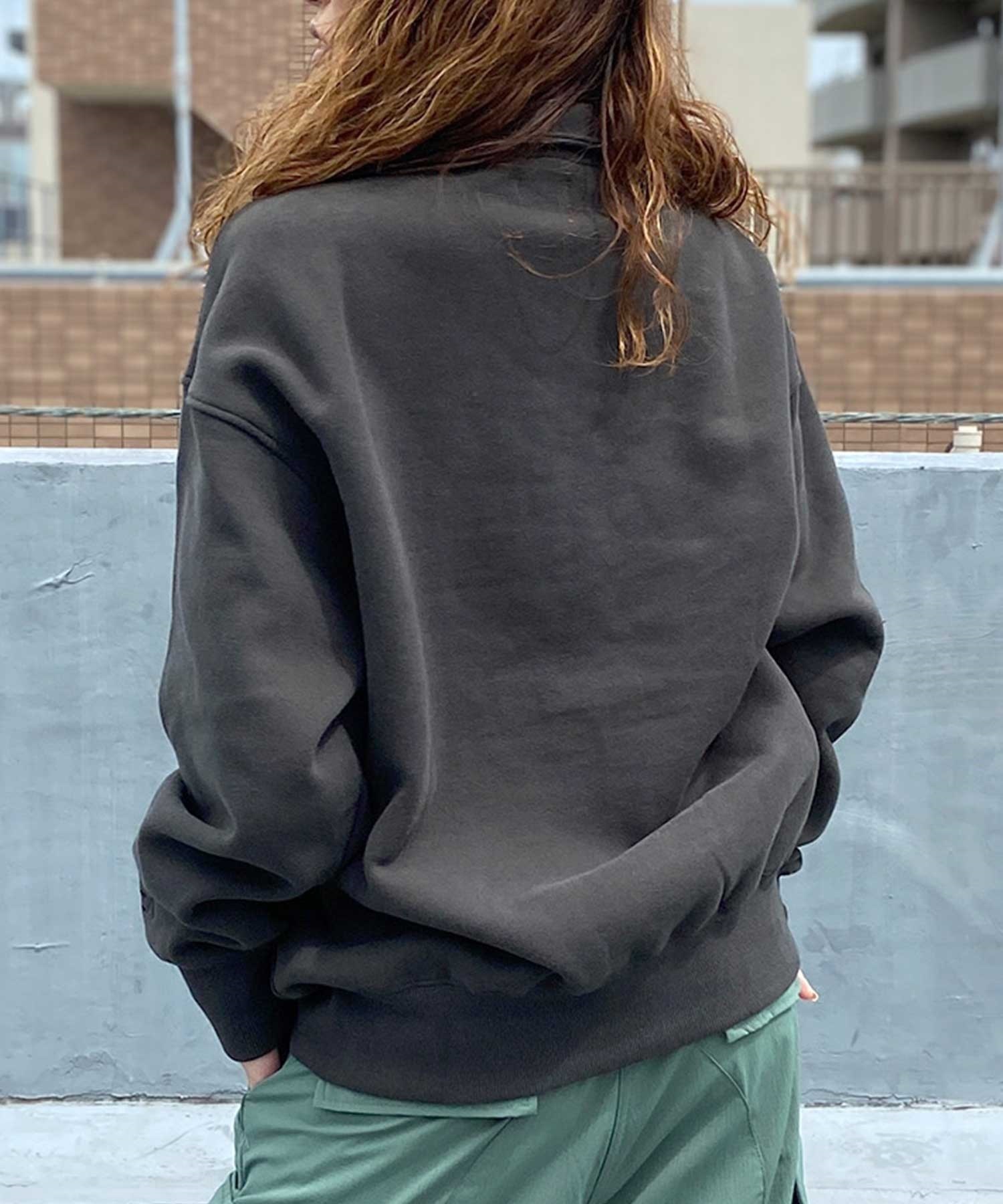 RVCA/ルーカ レディース ハーフジップ オーバーサイズ 裏起毛 BD044 