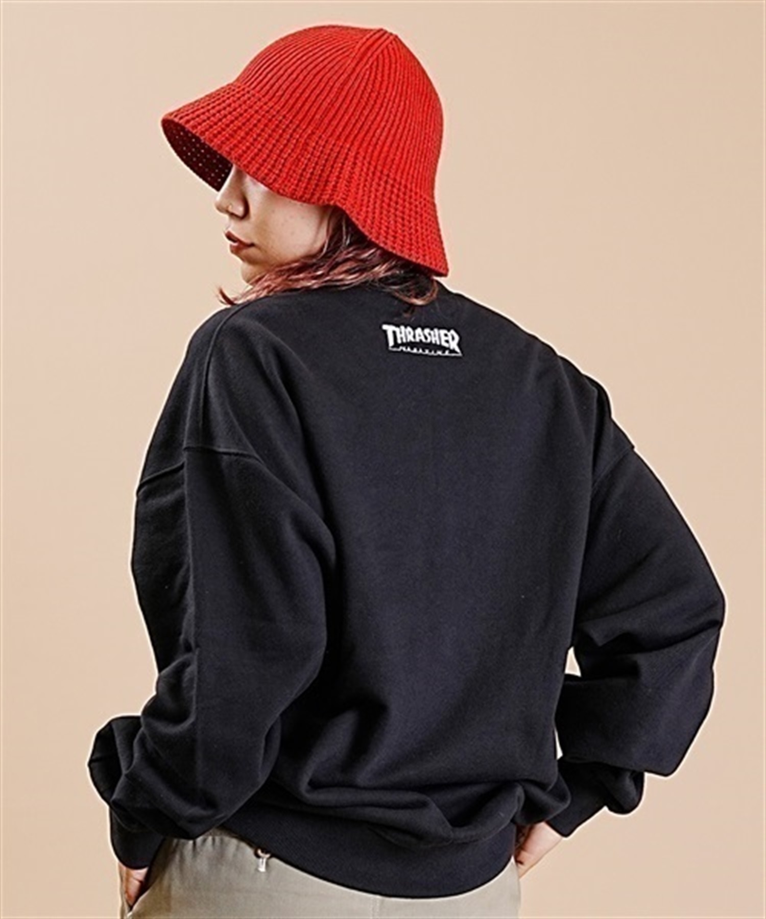 THRASHER/スラッシャー トレーナー スウェット クルーネック サガラ刺繍 裏毛 ムラサキスポーツ限定 THMUL-23F0001(ASH2-M)