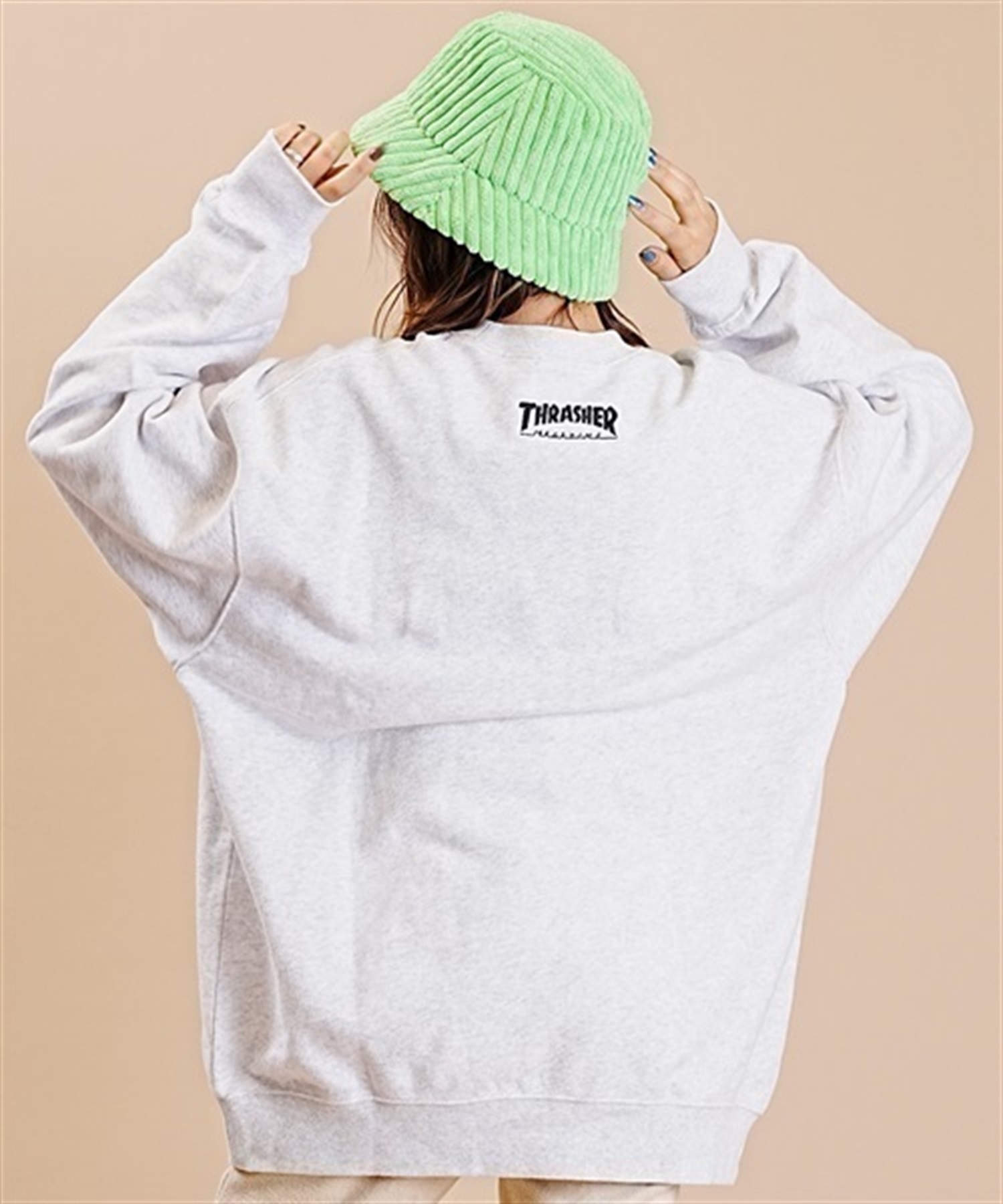 THRASHER/スラッシャー トレーナー スウェット クルーネック サガラ刺繍 裏毛 ムラサキスポーツ限定 THMUL-23F0001(BLK1-M)