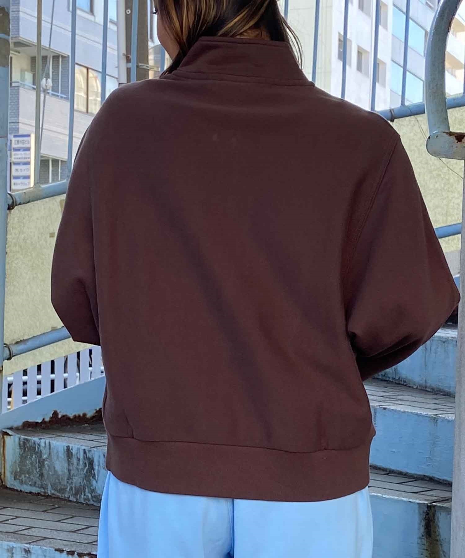 Carhartt/カーハート HALF ZIP AMERICAN SCRIPT SWEAT レディース スウェット ハーフジップ I032329(BROWN-XS)