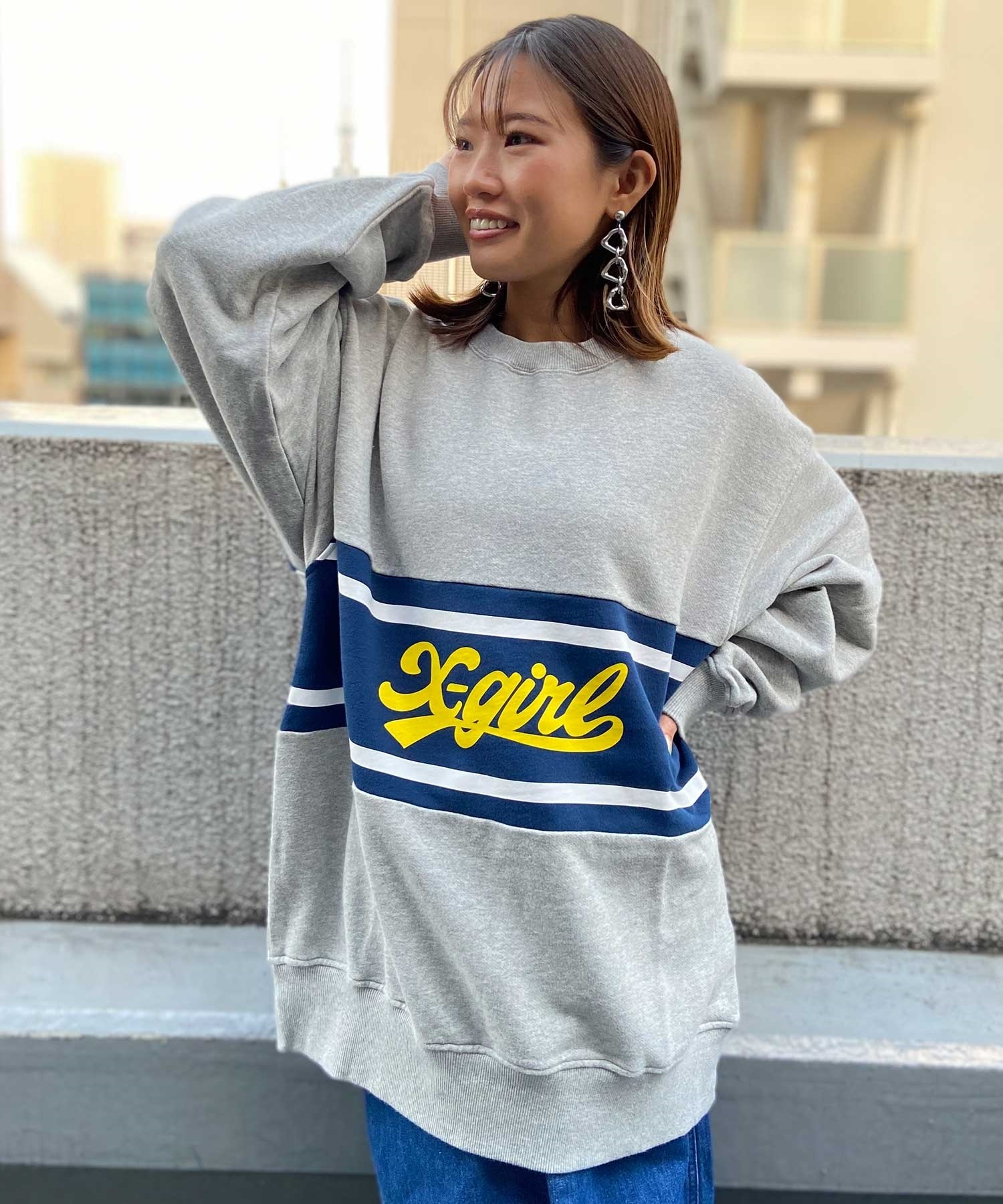 X-GIRL/エックスガール CONTRAST COLOR SWEAT TOP レディース