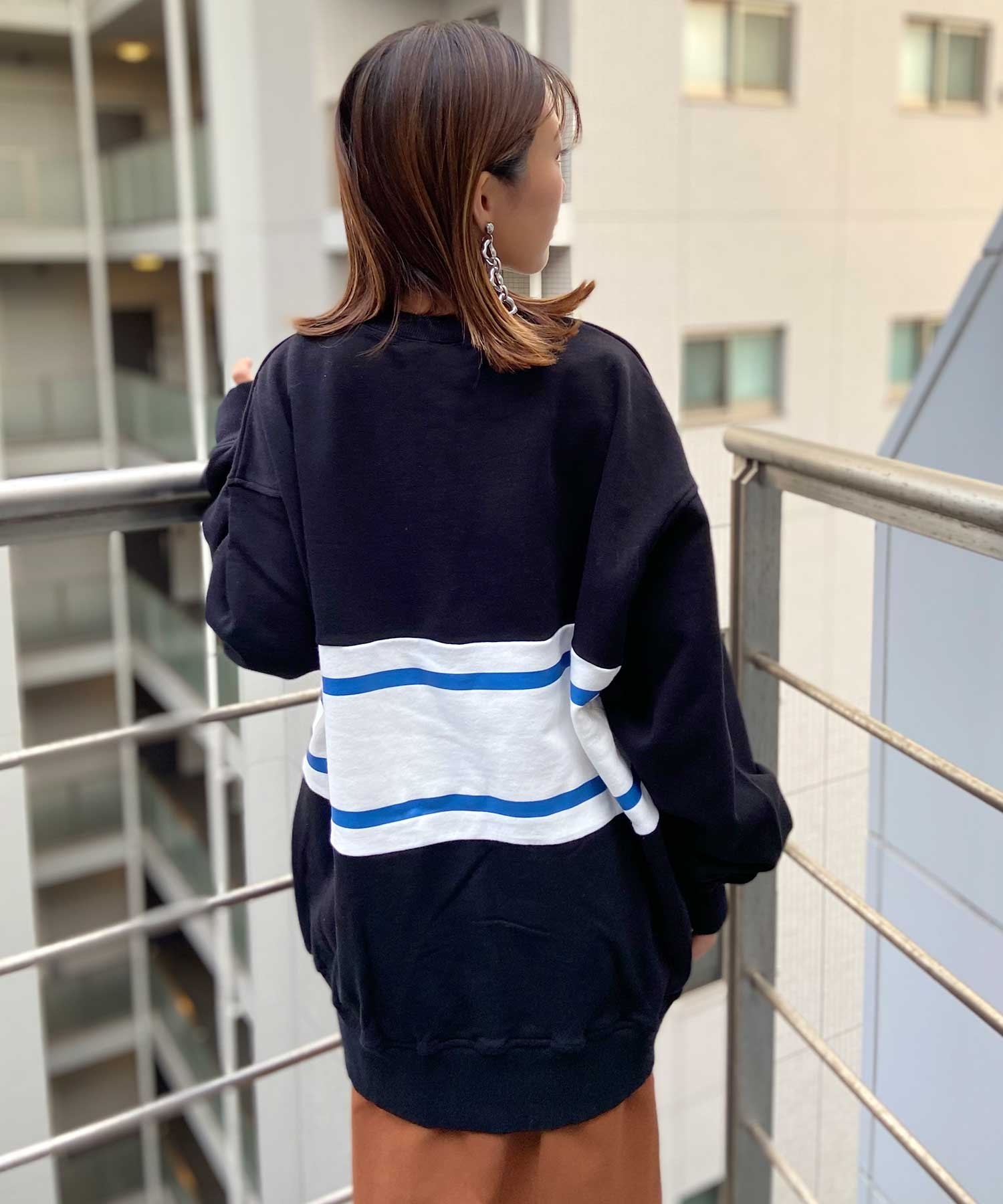 X-GIRL/エックスガール CONTRAST COLOR SWEAT TOP レディース トレーナー 105233012023 ムラサキスポーツ限定(BLUE-FREE)