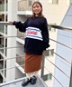 X-GIRL/エックスガール CONTRAST COLOR SWEAT TOP レディース トレーナー 105233012023 ムラサキスポーツ限定(BLUE-FREE)