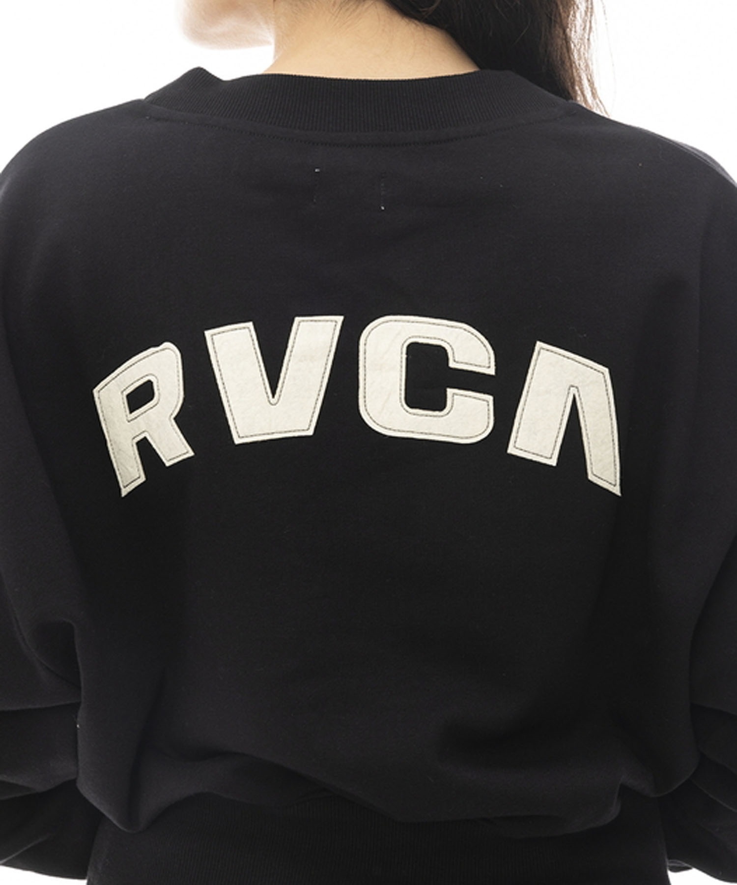 RVCA ルーカ V NECK SWEAT TOP レディース Vネック スウェット トレーナー クロップド丈 セットアップ対応 BE043-001(BLK-M)