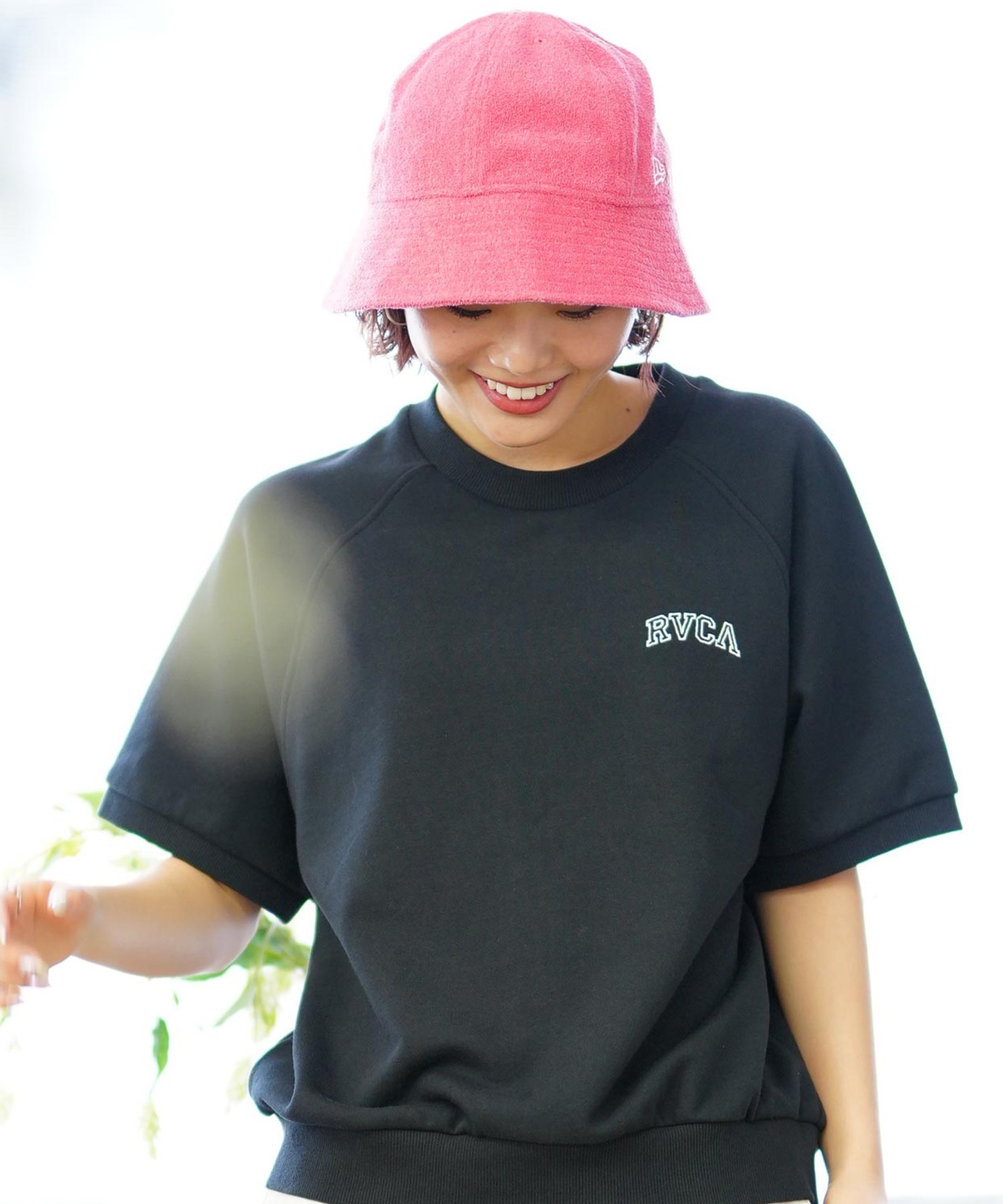 【クーポン対象】RVCA ルーカ ARCH RVCA SWEAT レディース 半袖 スウェット S S BE04C-211(BLK-S)