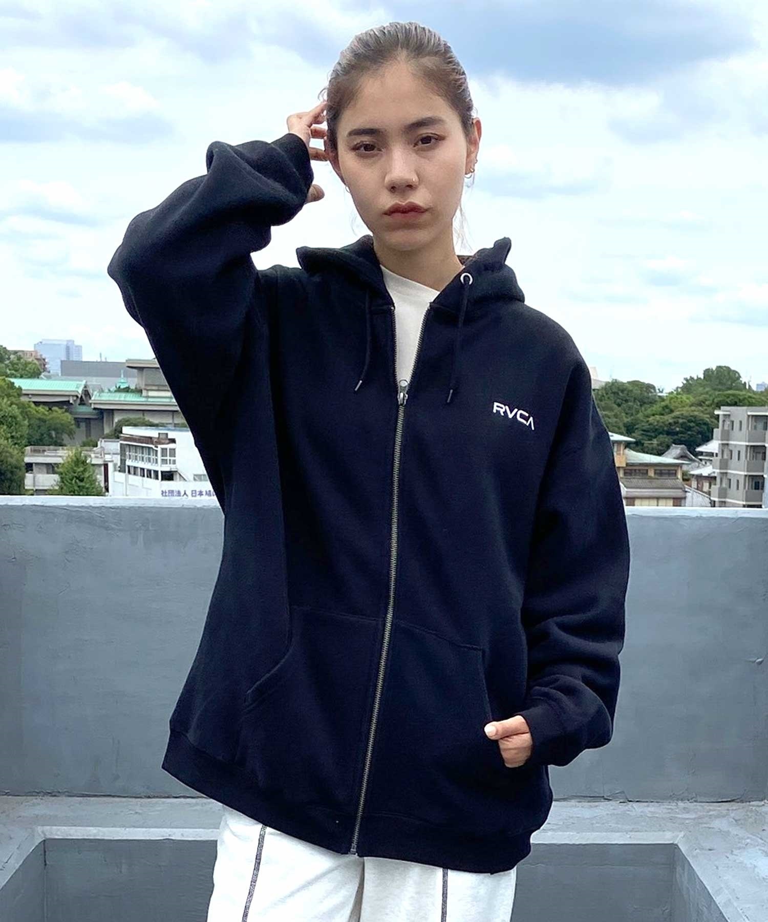 RVCA/ルーカ レディース ジップアップ パーカー オーバーサイズ バックプリント BD044-P03 ムラサキスポーツ限定(BLK-M)