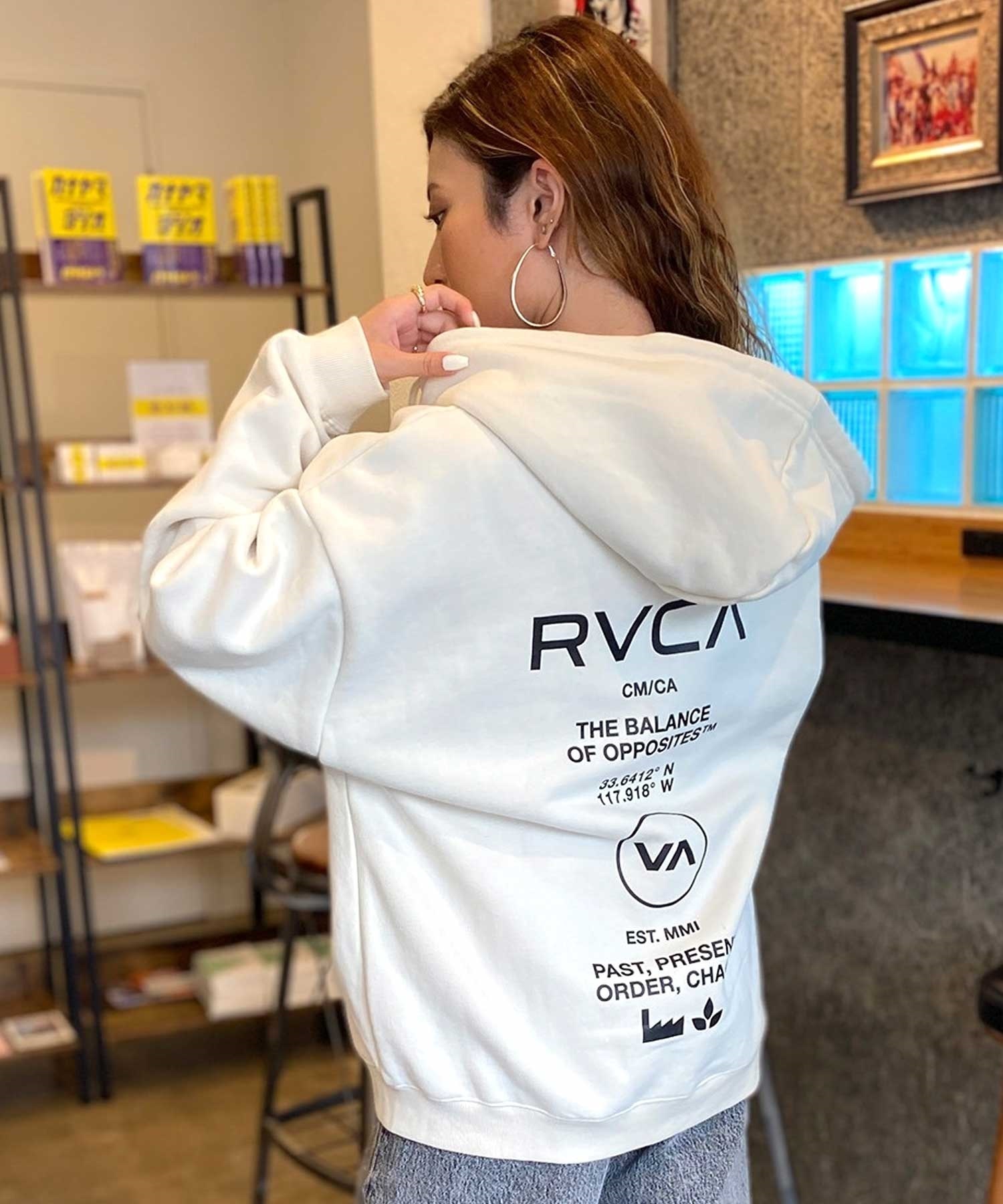 RVCA/ルーカ レディース ジップアップ パーカー オーバーサイズ バックプリント BD044-P03 ムラサキスポーツ限定(BLK-M)