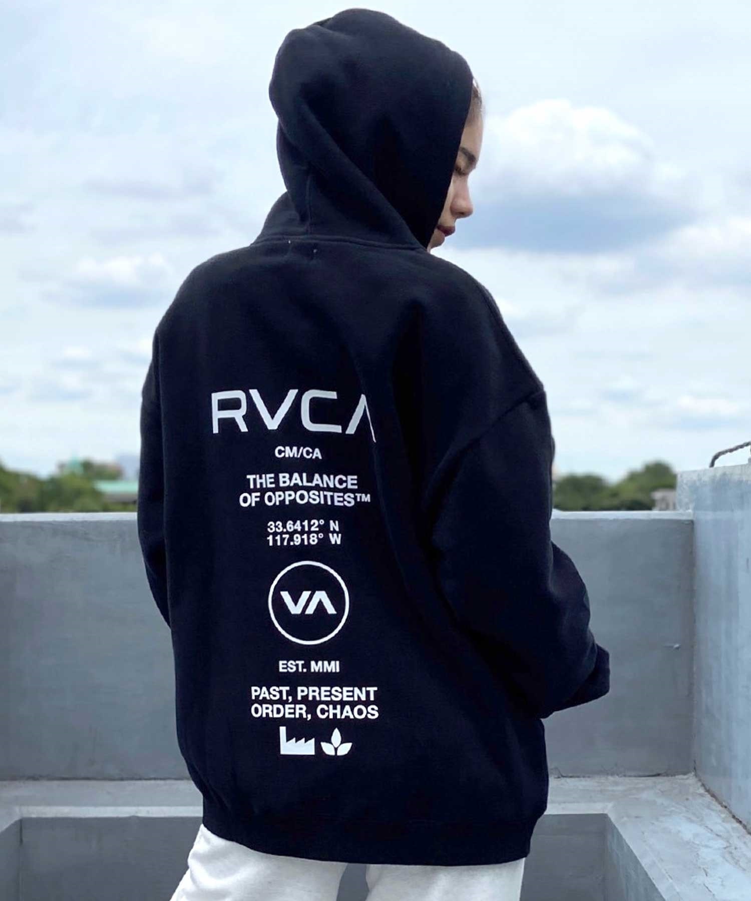 RVCA ルーカ　ジップアップパーカー　オーバーサイズ　ビックロゴ　ブラック