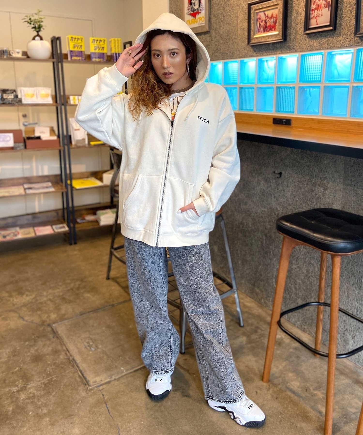 RVCA/ルーカ レディース ジップアップ パーカー オーバーサイズ バック