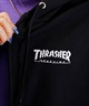 THRASHER/スラッシャー パーカー ジップアップ バックプリントハート柄 フレイムロゴ ビッグシルエット ムラサキスポーツ限定 THMUL-23F0002(BLK-M)