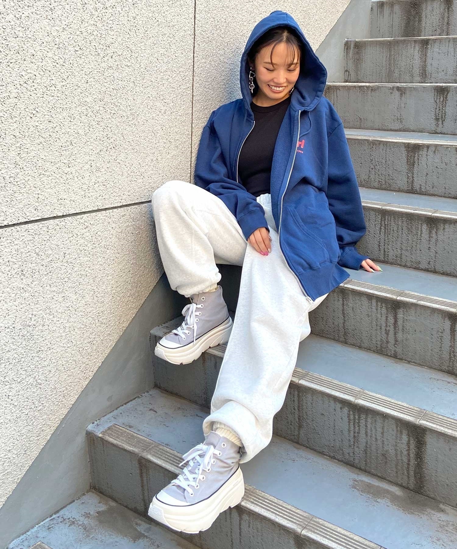 X-GIRL/エックスガール GEOMETRIC TRIPLE LOGO ZIP UP SWEAT