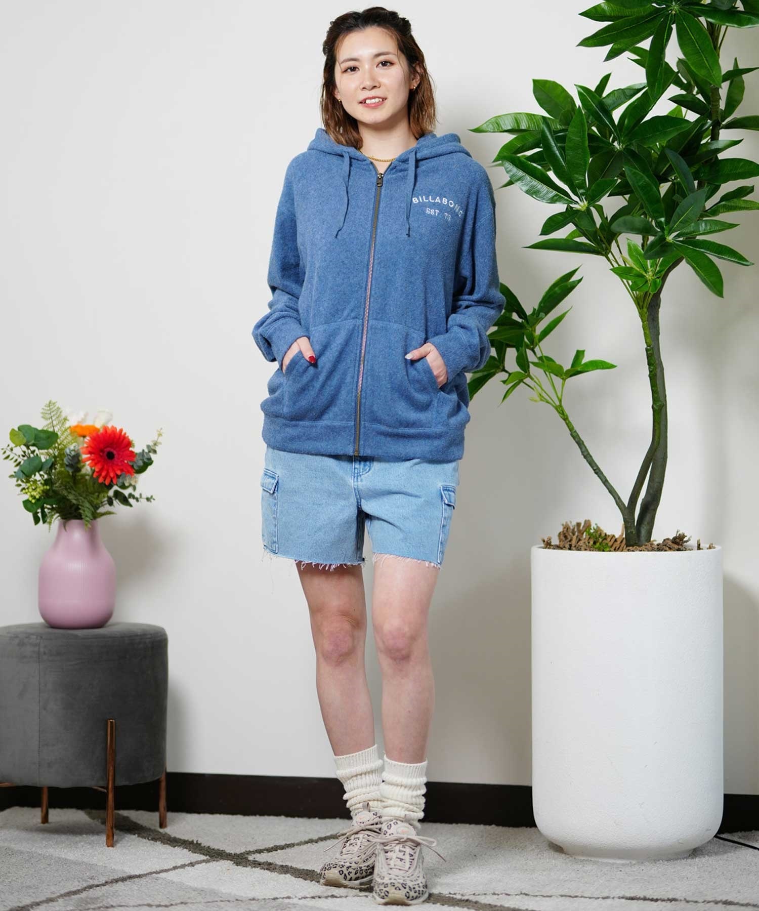 【クーポン対象】BILLABONG ビラボン PILE ZIP PARKA レディース ジップアップ パーカー BE013-034(GRH-M)