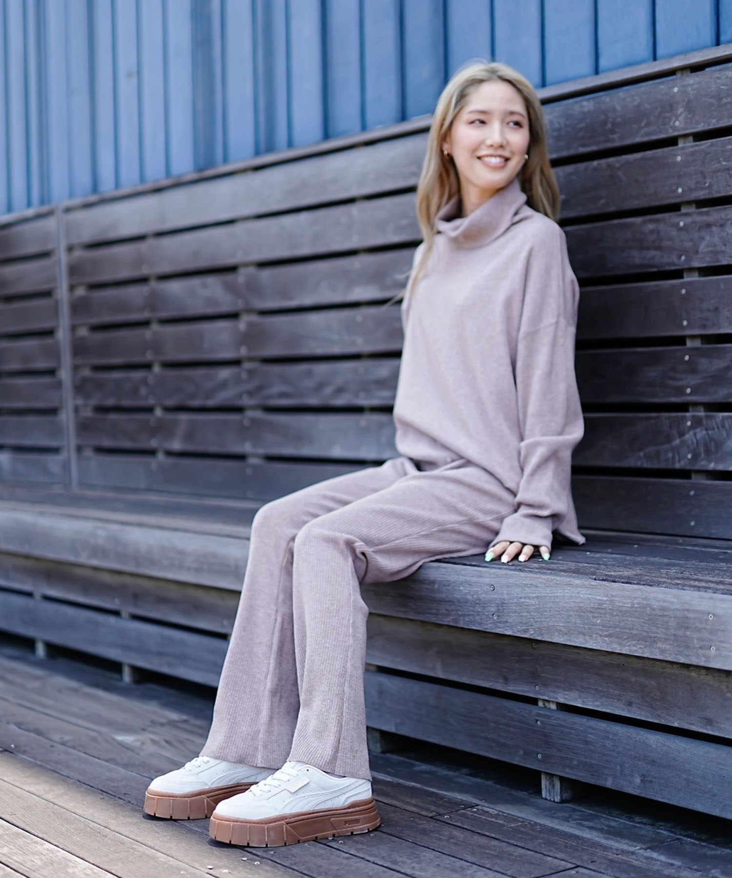 BILLABONG/ビラボン リブニットセーター タートルネック 無地