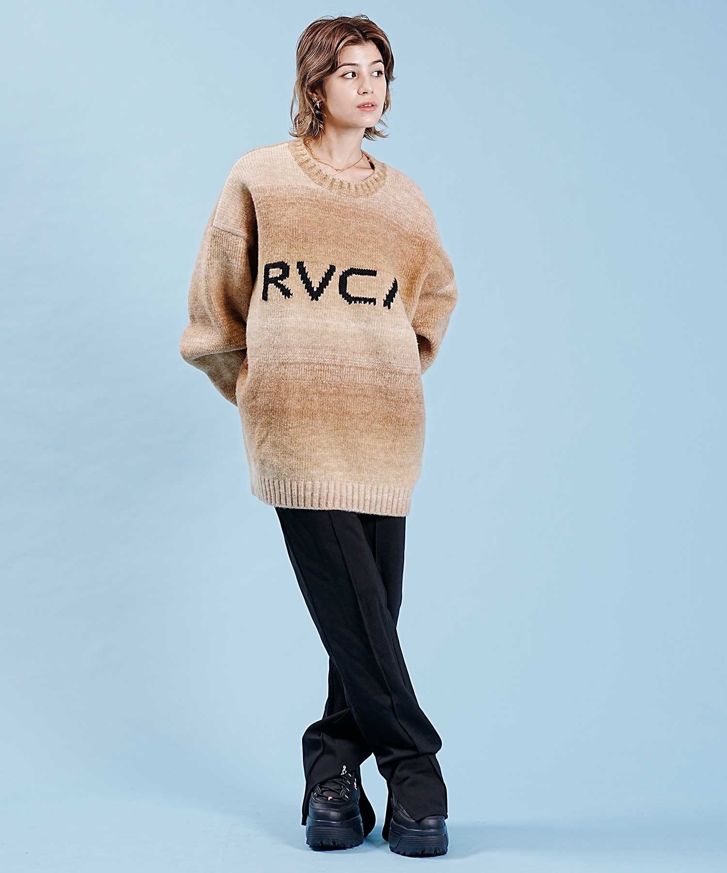 RVCA/ルーカ レディース セーター ルーカ ロゴ ビッグサイズ ニット BD044-421(BLK-S)