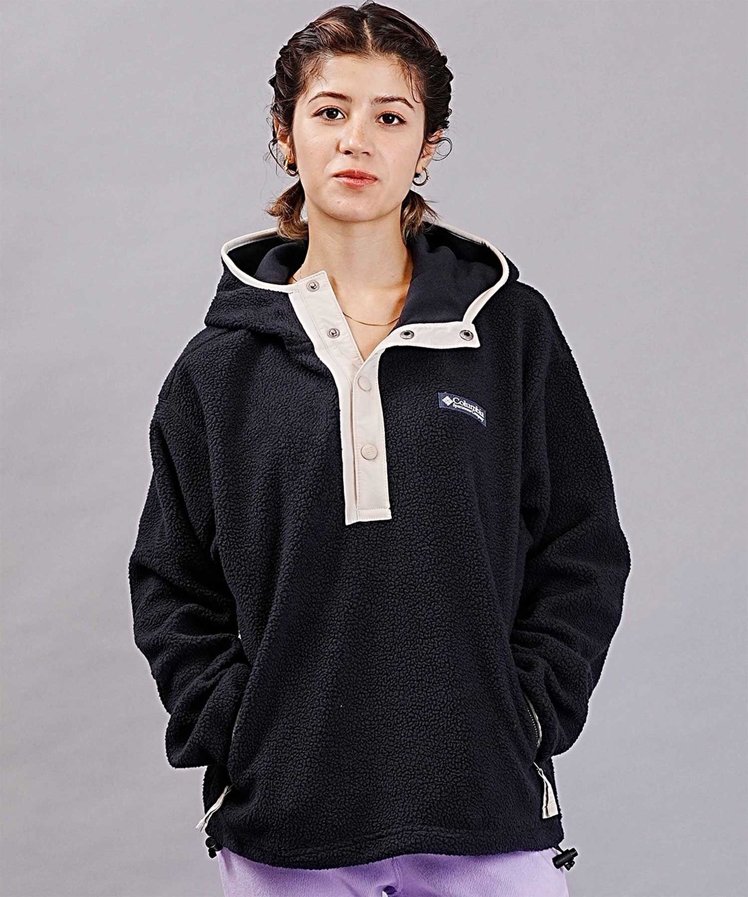 columbia/コロンビア HELVETIA HOODIE レディース ジャケット 裏起毛 ルーズシルエット ボアジャケット AR9004(010-L)