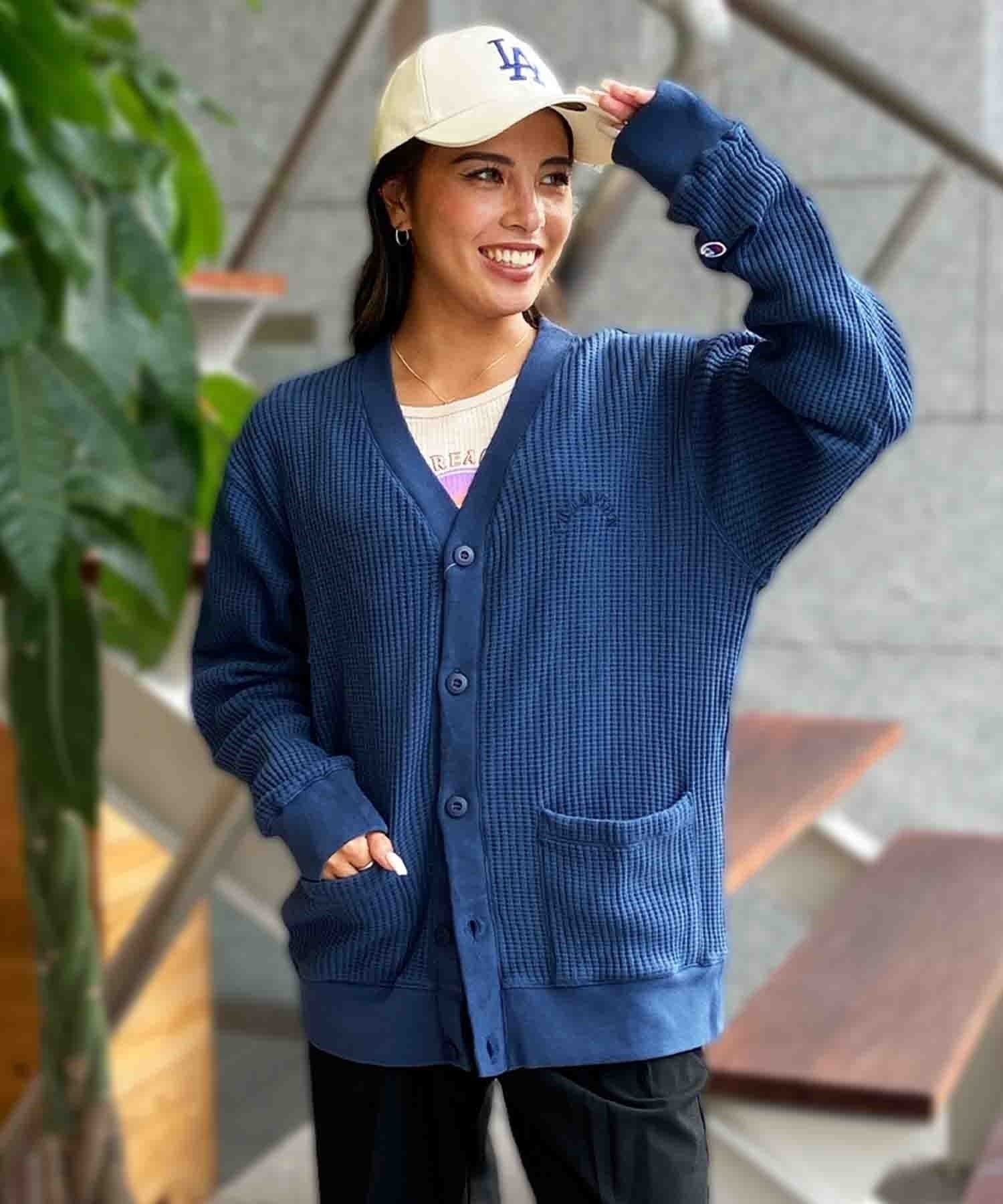 CHAMPION/チャンピオン レディース Vネックカーディガン ワッフルニット 無地ニット C3-Y407(370-M)