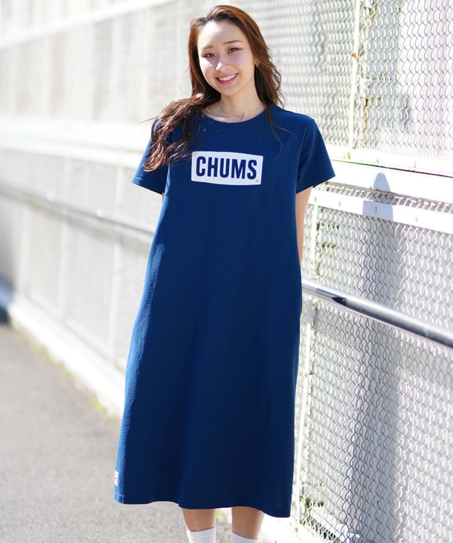 CHUMS チャムス CHUMS Logo Dress レディース ワンピース ロゴ ショートスリーブ CH18-1259(N034-M)