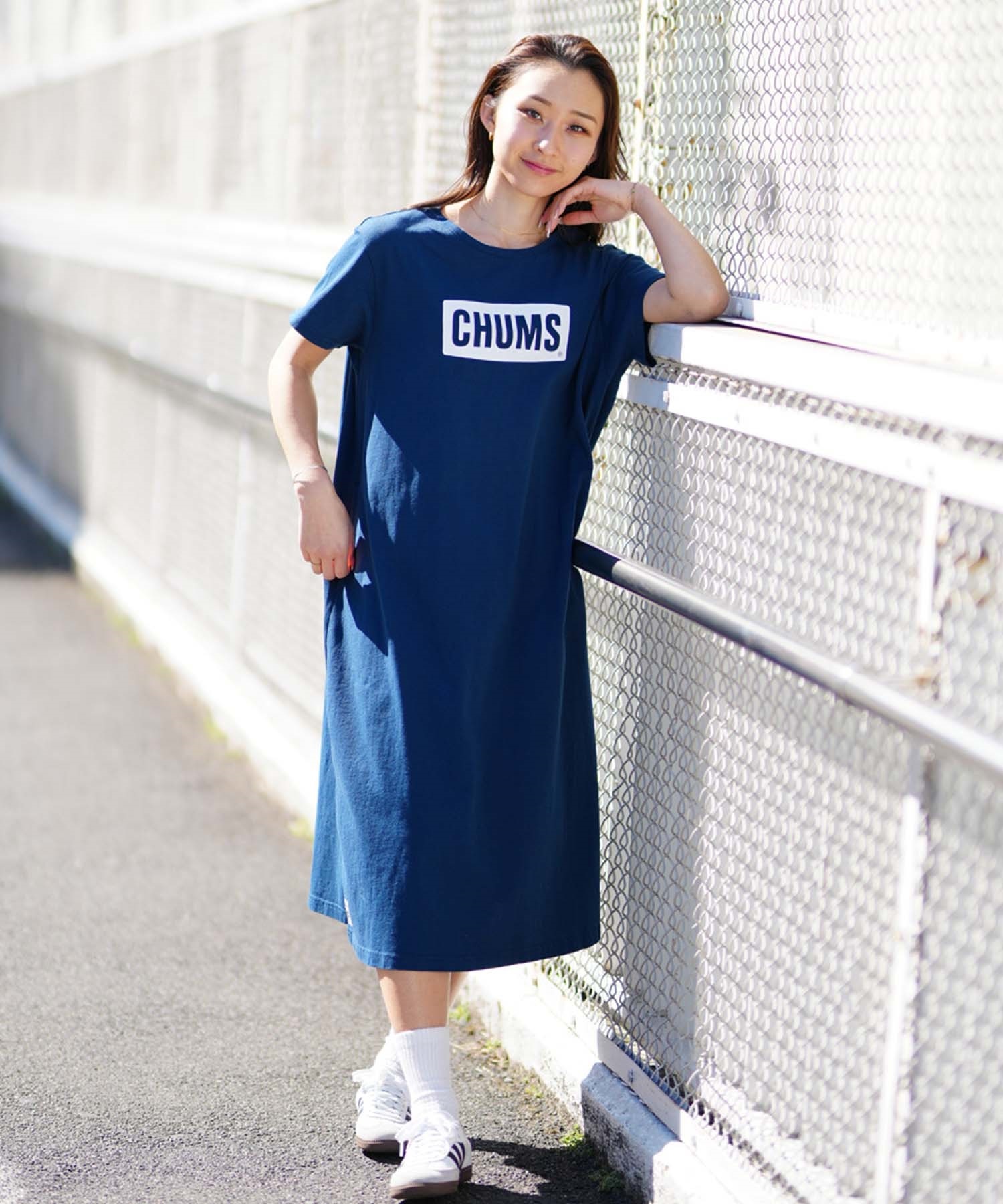 CHUMS チャムス CHUMS Logo Dress レディース ワンピース ロゴ ショートスリーブ CH18-1259(N034-M)