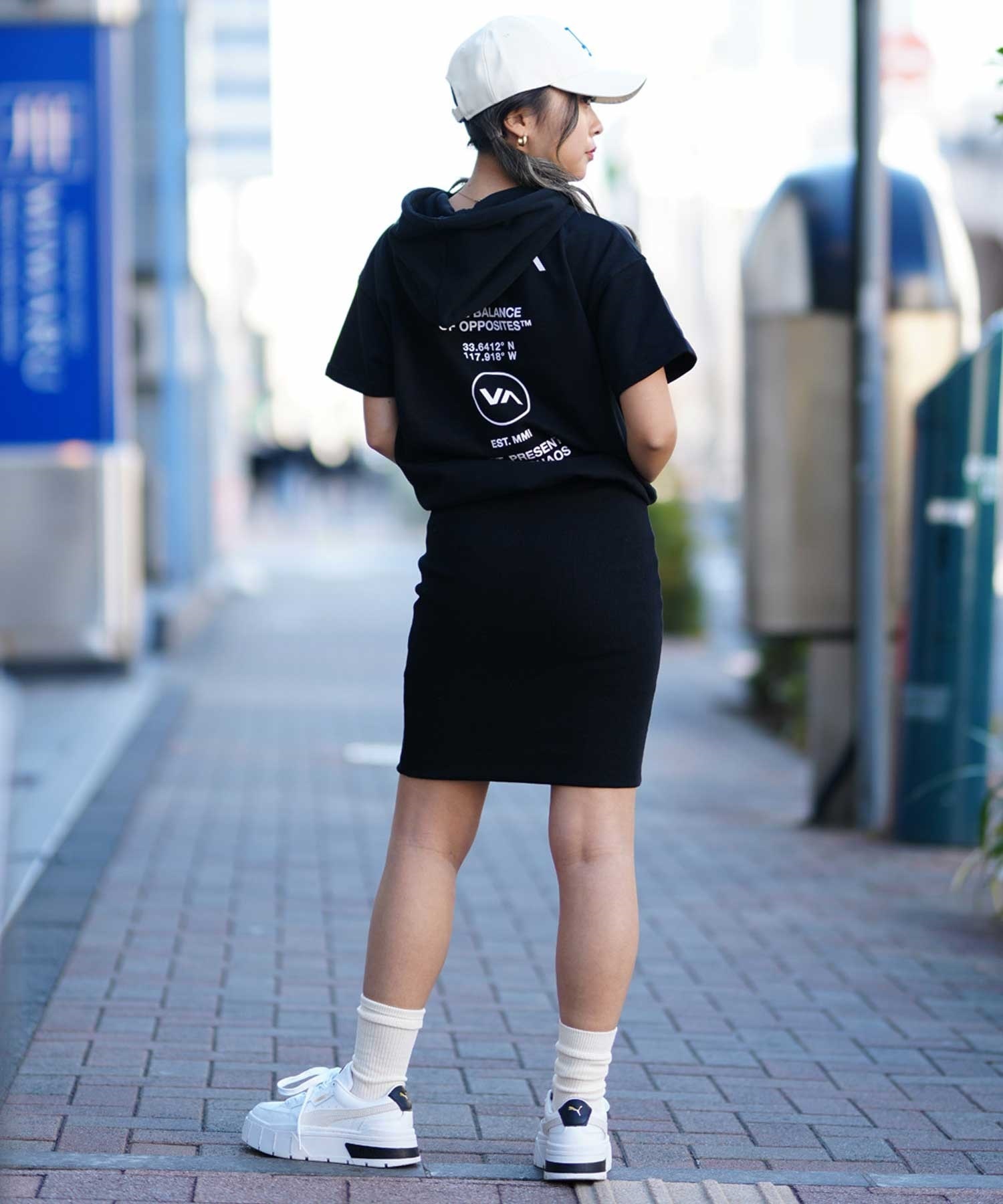 RVCA ルーカ BE043-P50 レディース パーカー ワンピース ムラサキスポーツ限定(BLK-S)