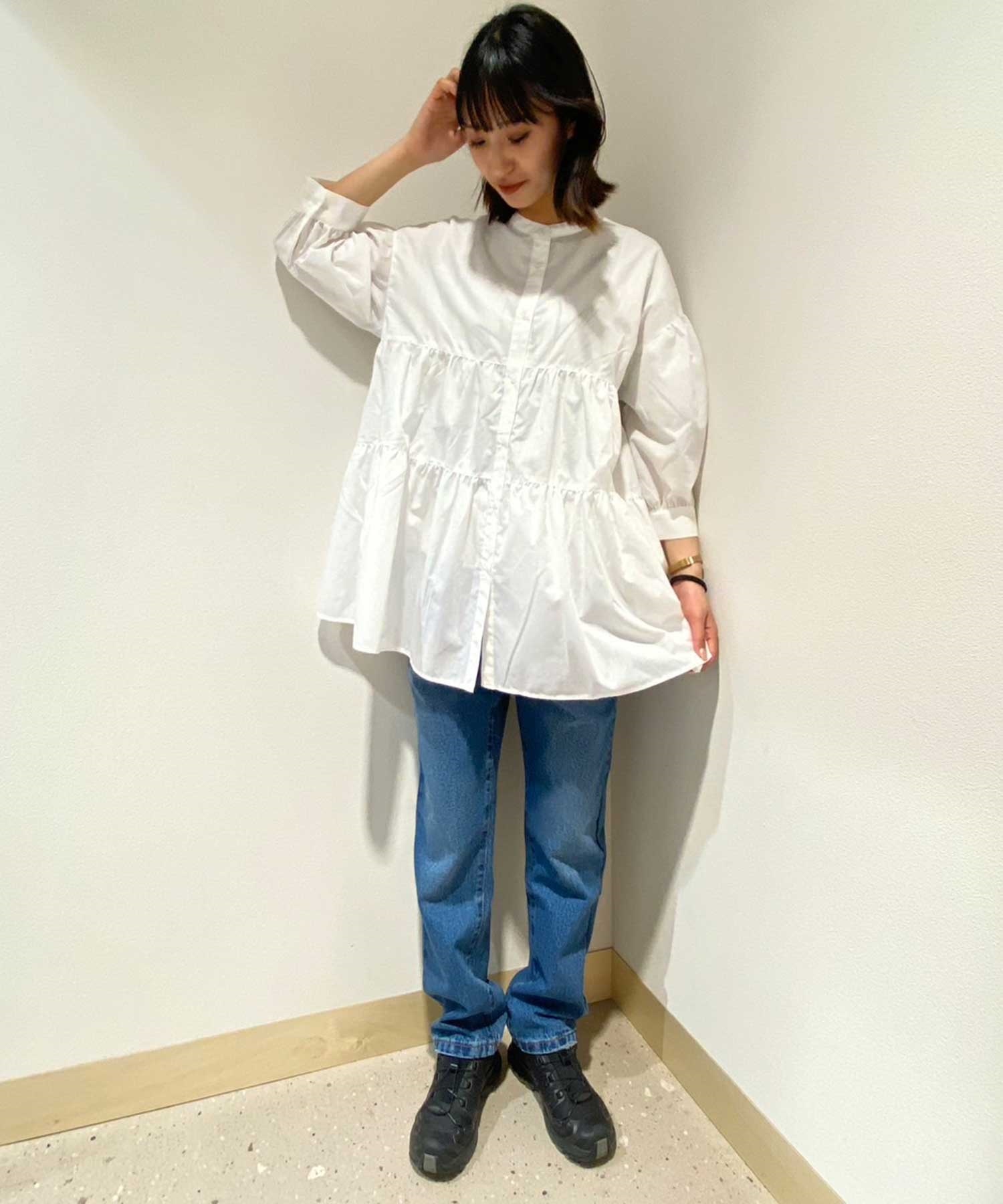 RIKKA FEMME リッカファム レディース 長袖 シャツ フレア トップス ワンピース 体型カバー TNC RF24SS18(WHT-FREE)