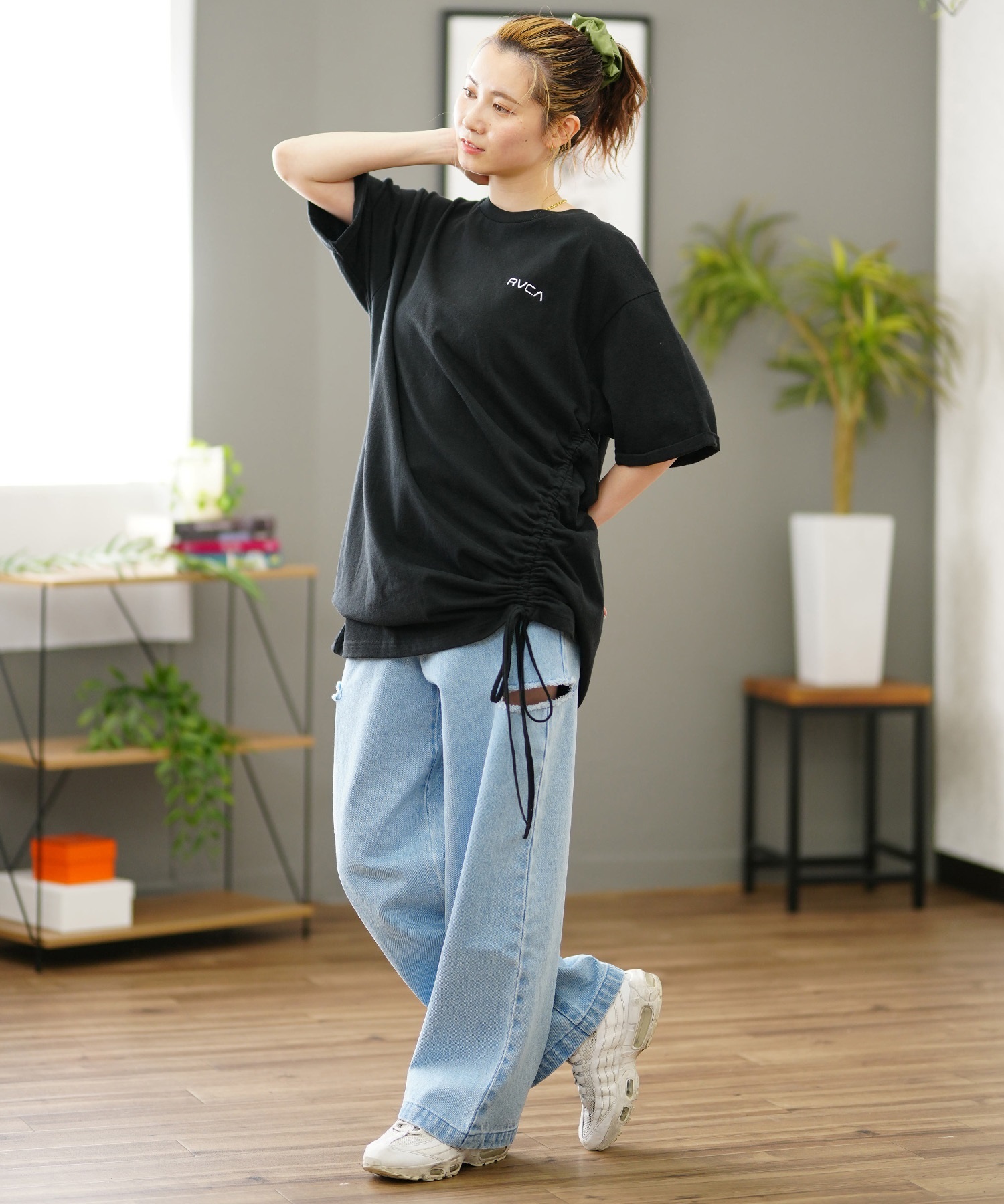 RVCA ルーカ レディース サイドギャザーワンピース BE04C-368(BLK-S)