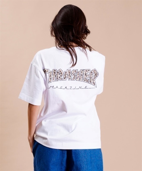 THRASHER スラッシャー THML-003 LEOPRD レディース 半袖 Tシャツ バックプリント KK1 D24(WTYE-M)