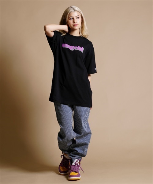 NEW ERA ニューエラ × UNGRID アングリット SS COTTON TEE UNGRID 2TONE 13557151 レディース 半袖 Tシャツ 限定 KK1 A23(BLK-M)