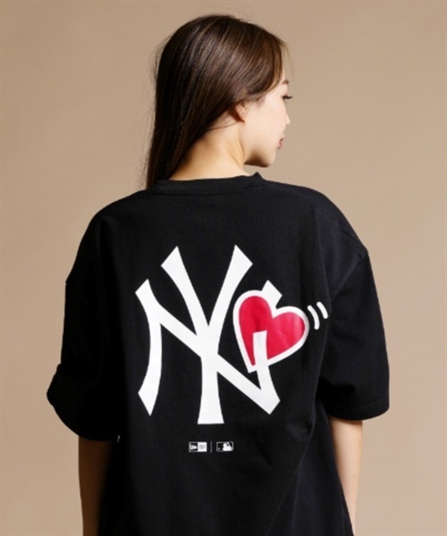 NEW ERA ニューエラ SSCT NEYYAN ONHEART 13732624 レディース 半袖 Tシャツ バックプリント KK1 A25(BLK-XL)