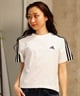 adidas アディダス レディース 半袖 スリーストライプスTシャツ ショート丈 ロゴ ENK78(WT/BK-M)