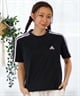 adidas アディダス レディース 半袖 スリーストライプスTシャツ ショート丈 ロゴ ENK78(YE/WT-M)