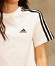 adidas アディダス レディース 半袖 スリーストライプスTシャツ ショート丈 ロゴ ENK78(YE/WT-M)