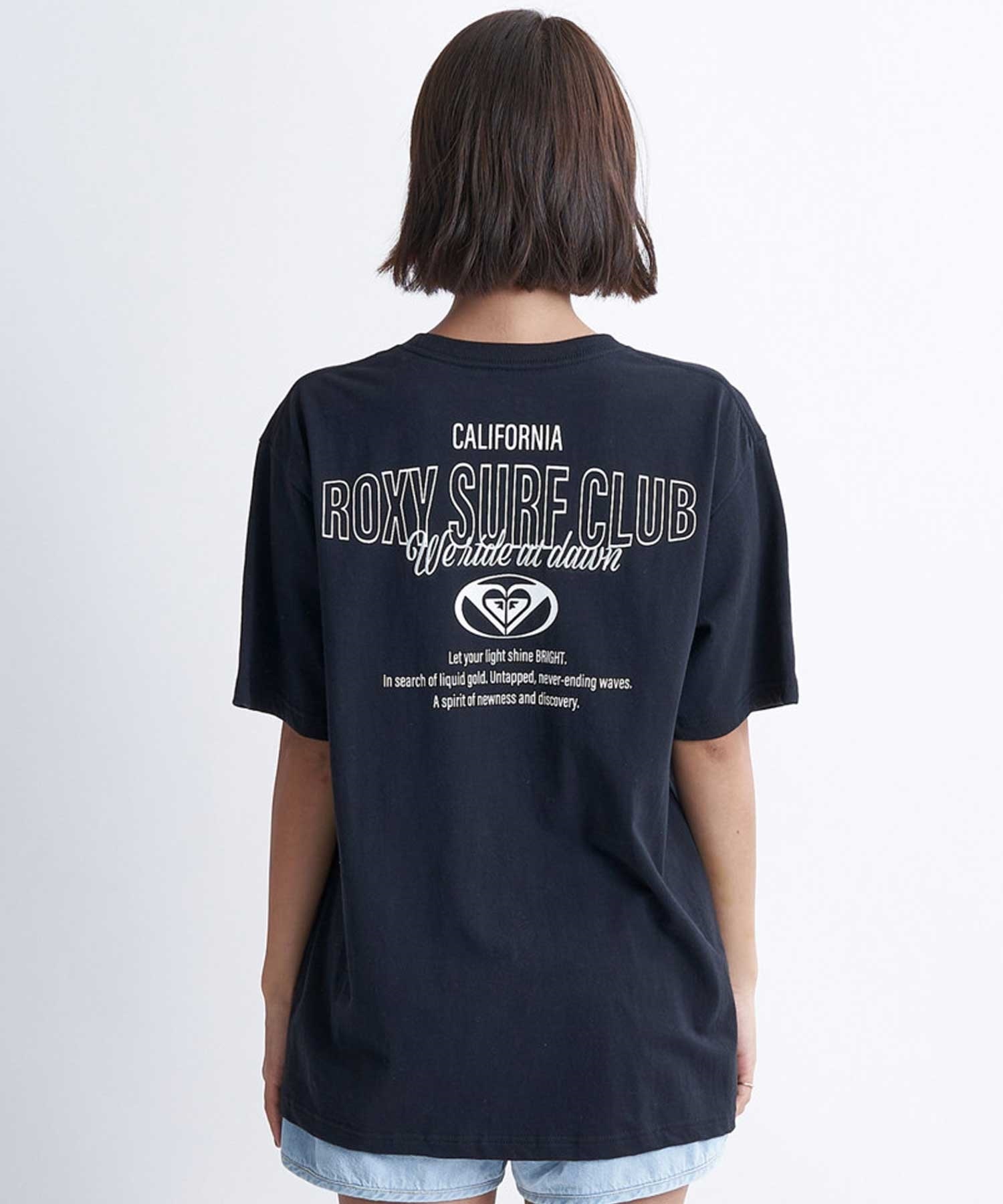 【クーポン対象】ROXY ロキシー SURF CLUB S S TEE RST241073 レディース 半袖 Tシャツ クルーネック オーバーサイズ(BLK-M)